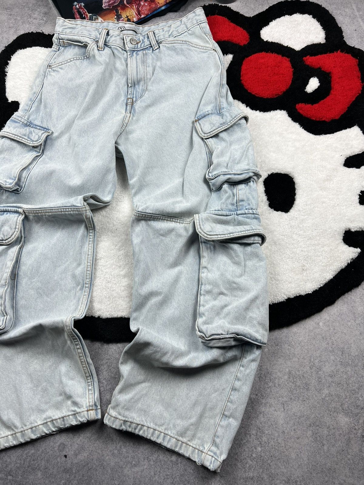 If Six Was Nine Y2K Cargo Baggy Multi Pocket Oversized Trashed Mudwash Jeans Size US 31 - 3 Thumbnail