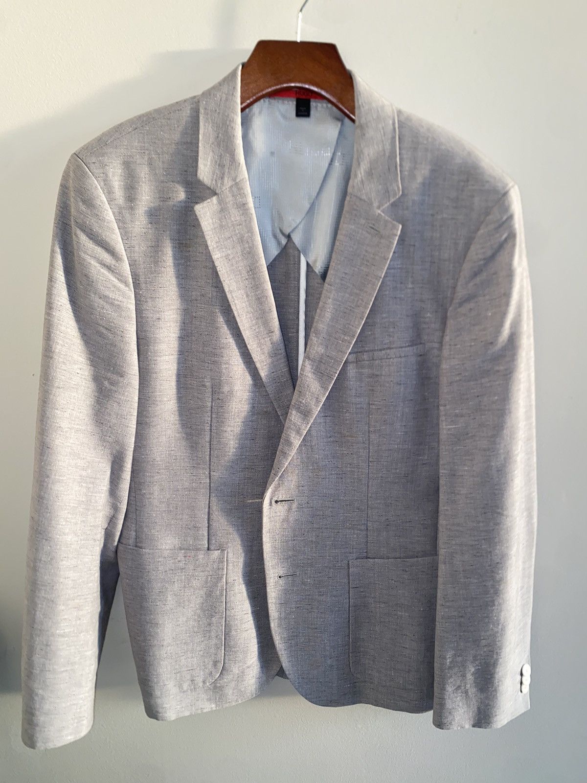 image of Hugo Boss Huge Boss Heather Grey Blazer, Men's (Size 38S)