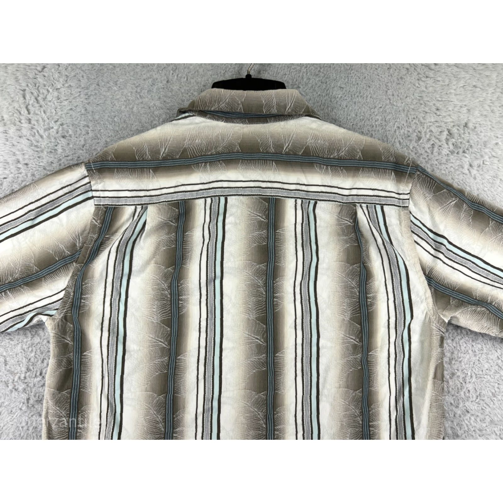 Tommy Bahama Tommy Bahama Shirt Mens Small Beige Vertical Striped Floral Cotton Silk Blend Shirt Size US S / EU 44-46 / 1 - 6 Thumbnail