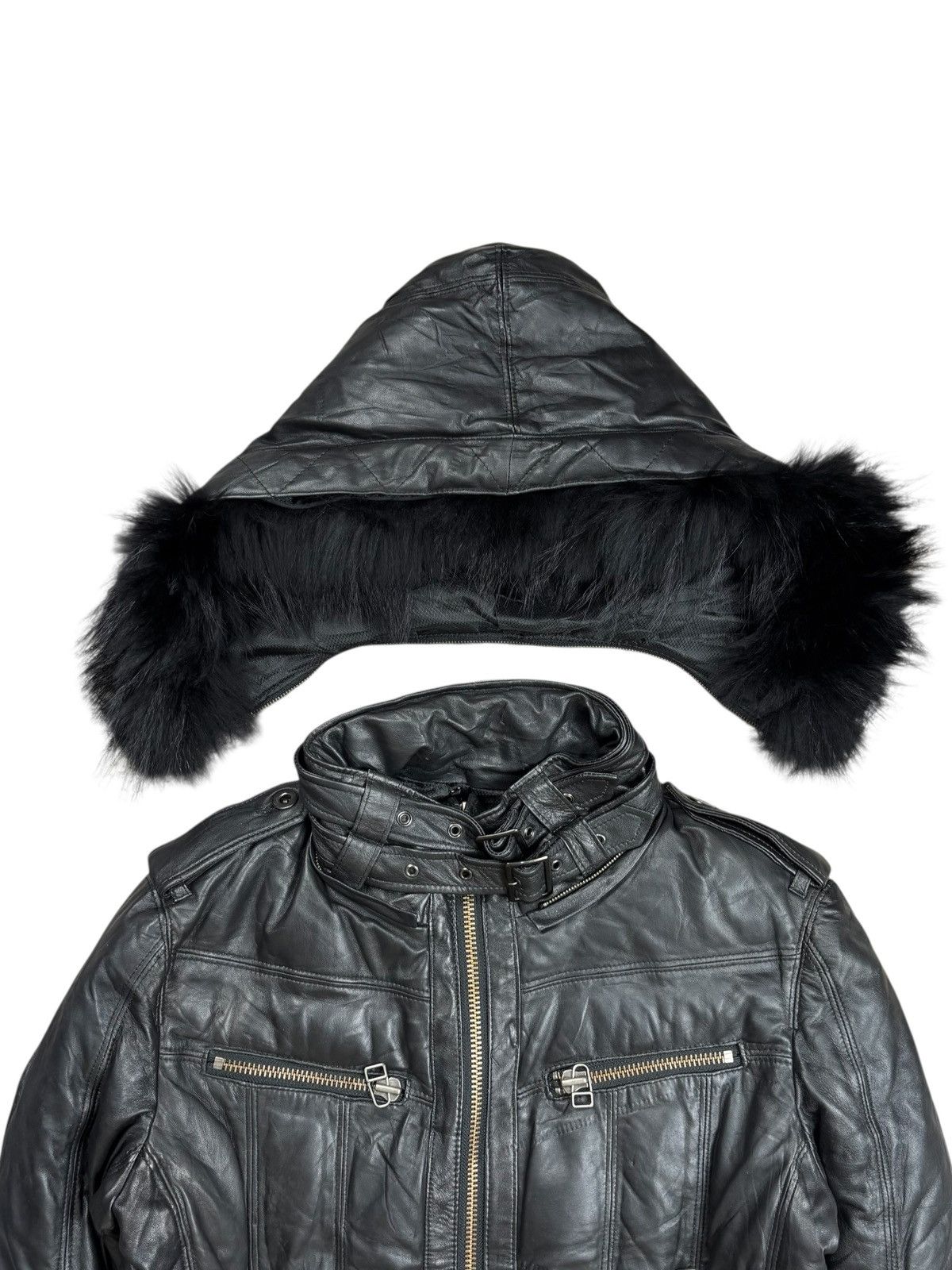 Yasuyuki Ishii 2000s Maniac Works - Fur Hoodie Leather Rider Jacket Size US M / EU 48-50 / 2 - 11 Thumbnail