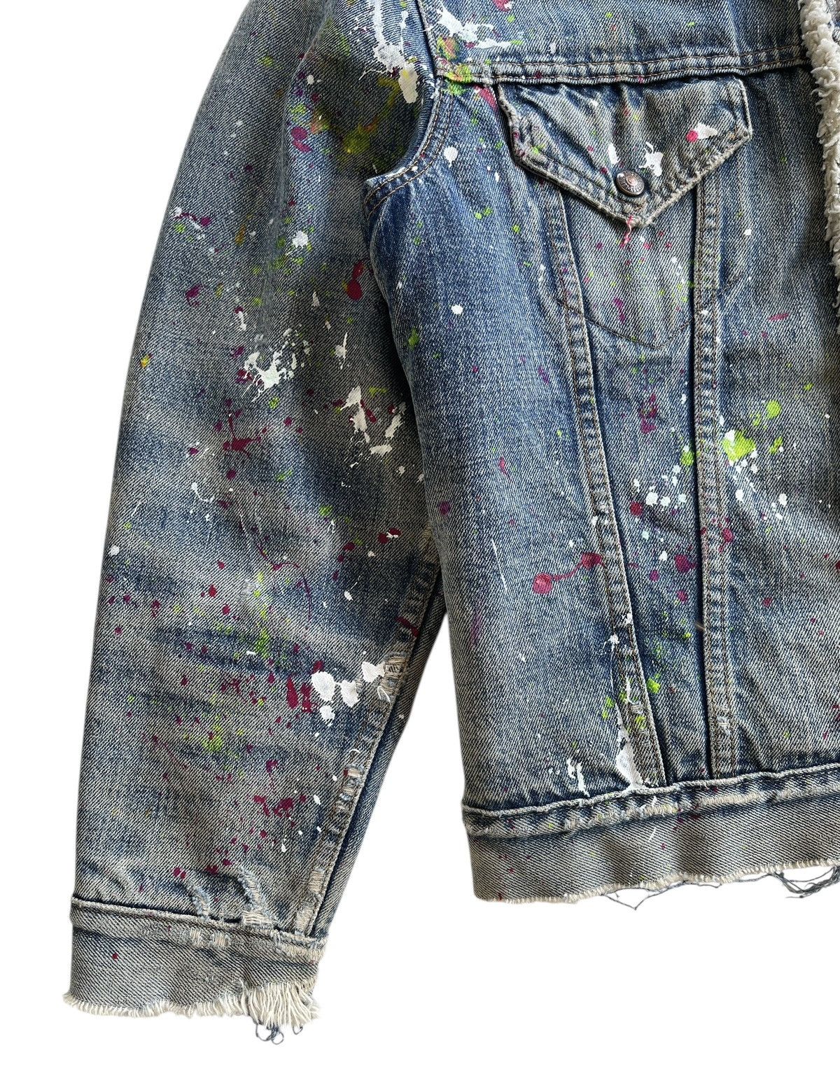 Levi's Vintage Clothing SICK❗️70s Levis Sherpa Paint Splatter Trucker Denim Jacket Size US S / EU 44-46 / 1 - 8 Thumbnail