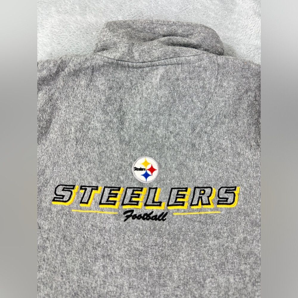 NFL Vtg Pittsburgh Steelers Grey 1/4 Zip Polyester jacket size Size US L / EU 52-54 / 3 - 8 Thumbnail