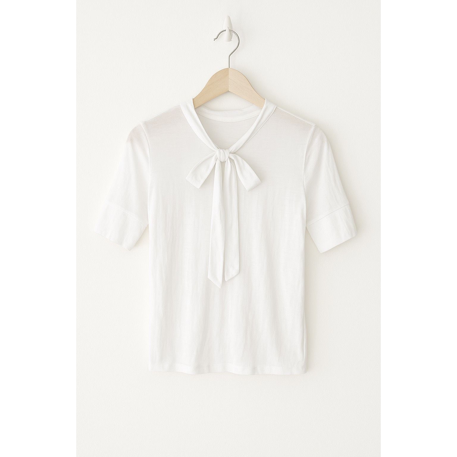 Frame FRAME Denim White Tie-Neck Top Women’s Size M 3/4 Sleeve Blo Size M / US 6-8 / IT 42-44 - 2 Thumbnail
