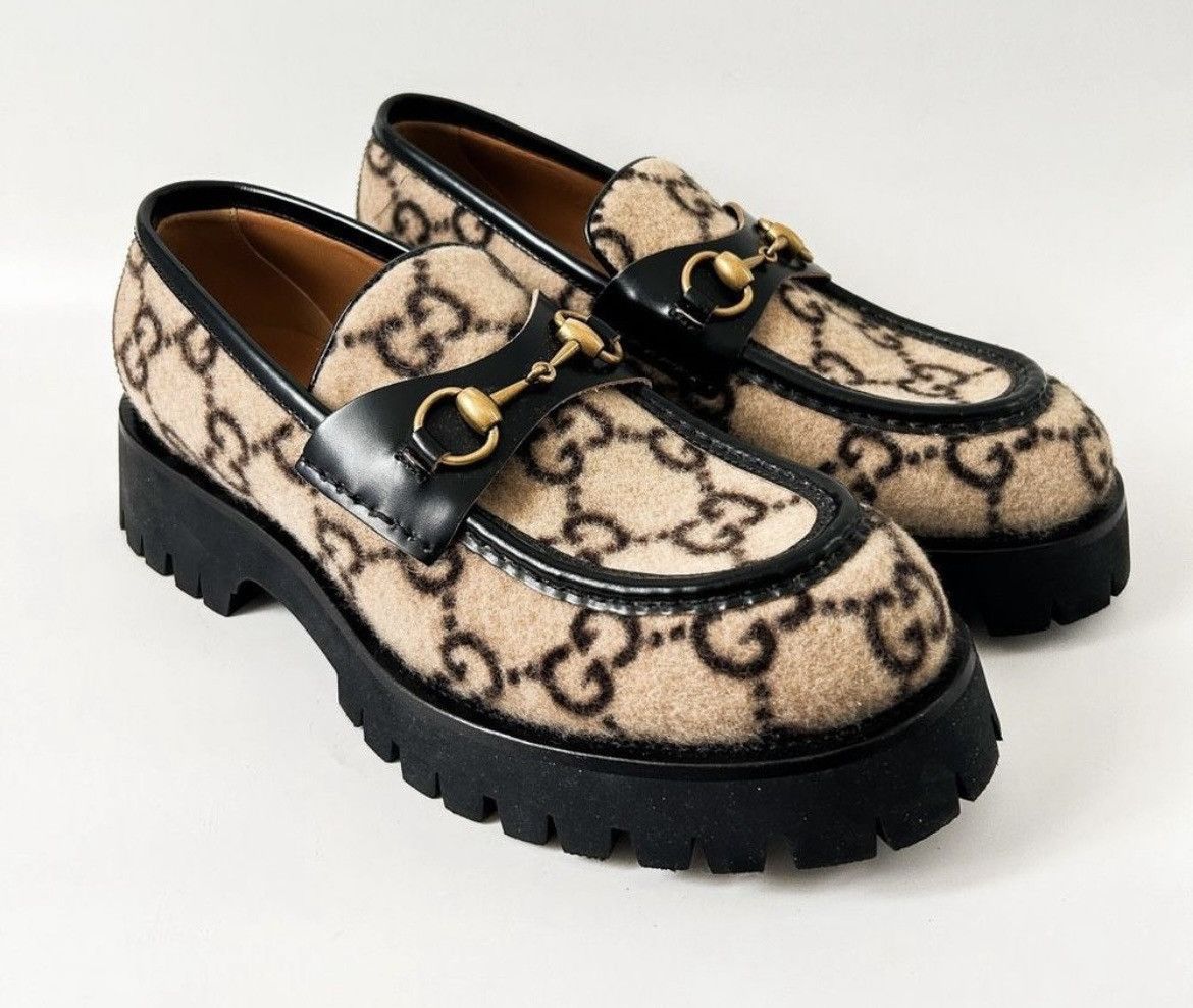 Gucci Gucci GG Lug Sole Loafer Wool Cordovan Lux Monogram 598312 Size US 5 / EU 37 - 3 Thumbnail