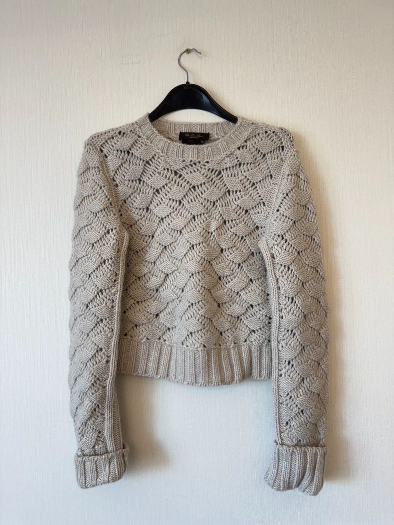 Loro Piana LORO PIANA Coarse Knit Cashmere Sweater Grayish Beige Size XS / US 0-2 / IT 36-38 - 1 Thumbnail