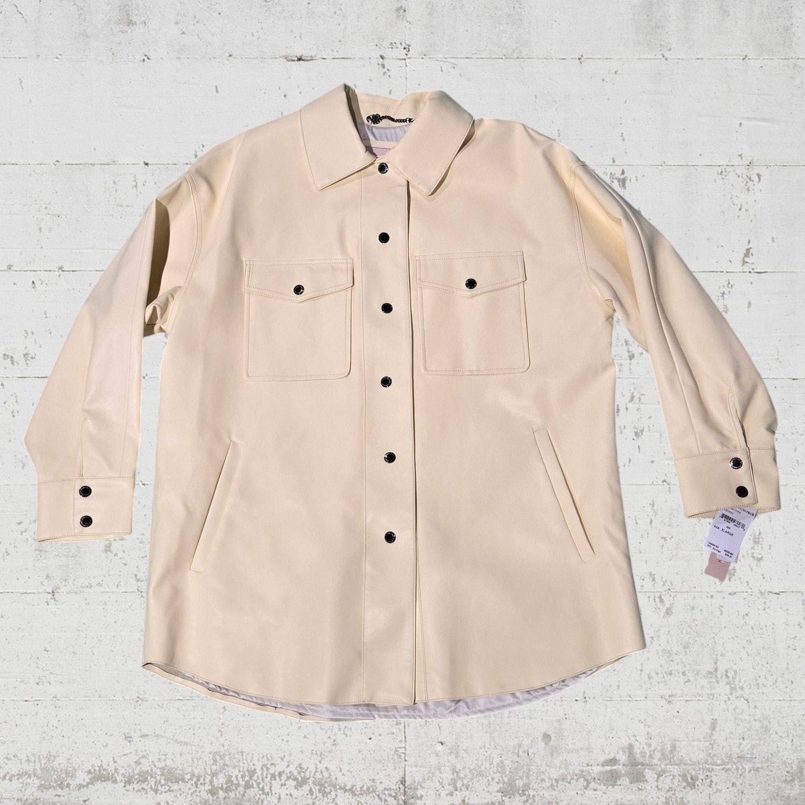 Bcbgmaxazria BCBG Yellow Oversized Vegan Leather Jacket Size XL Size XL / US 12-14 / IT 48-50 - 2 Thumbnail