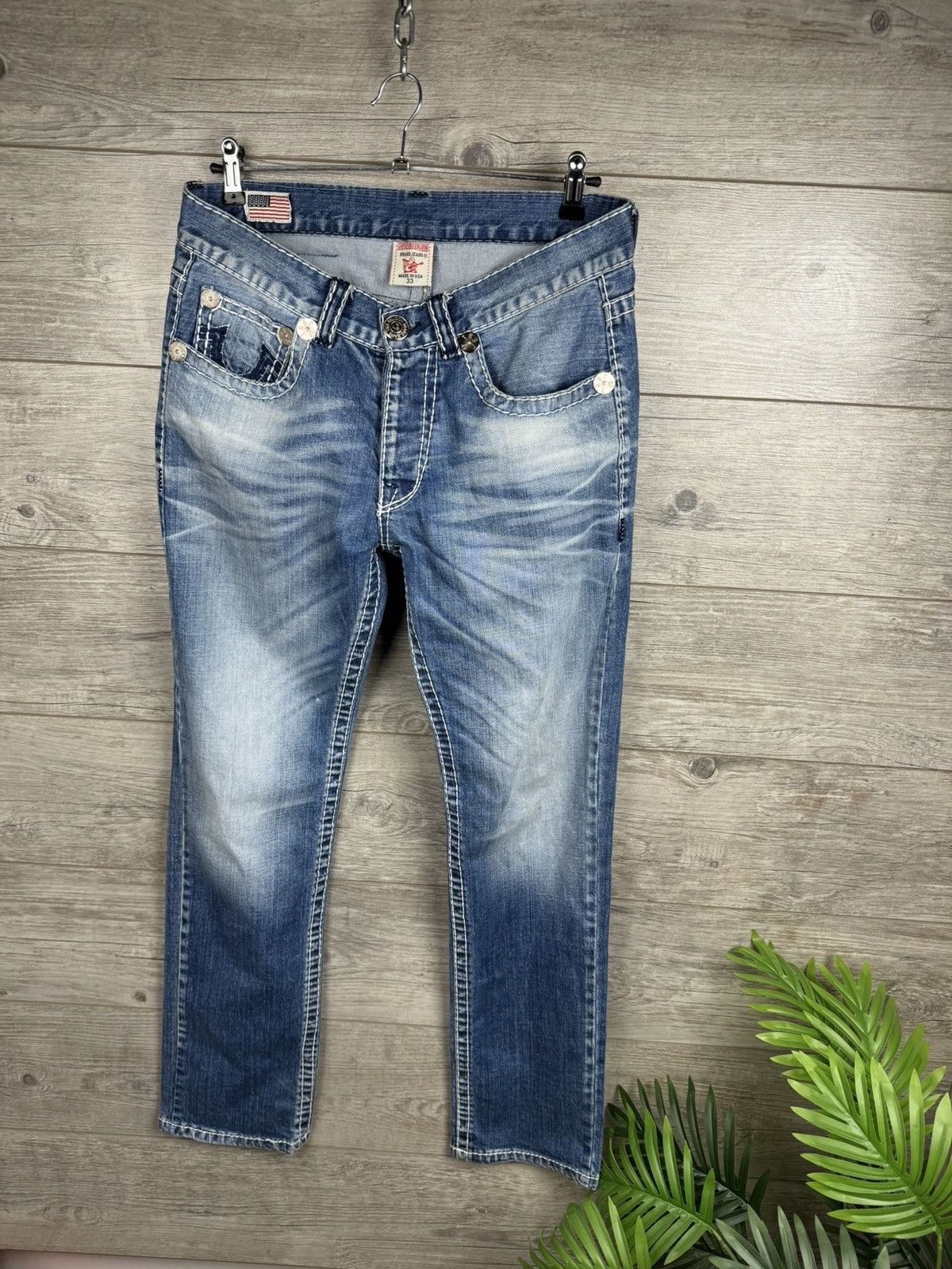 TRUE RELIGION VINTAGE BIG LOGO Y2K JAPANESE JEANS SIZE 33