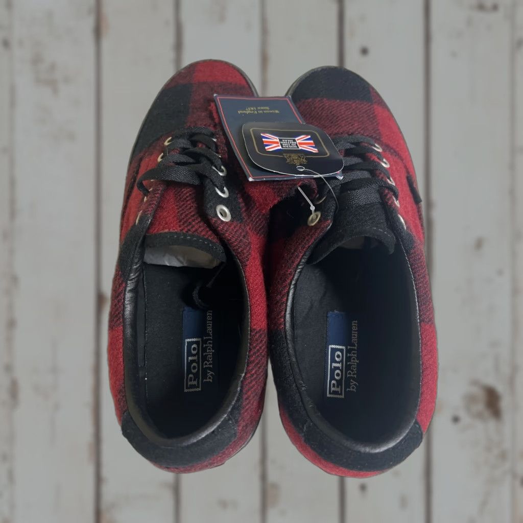 Polo Ralph Lauren Polo Ralph Lauren Moon Buffalo Plaid Tweed Wool Sneakers Mens Size 9 Multicolor Knit Textile Lace Up Shoes Size US M / EU 48-50 / 2 - 1 Thumbnail