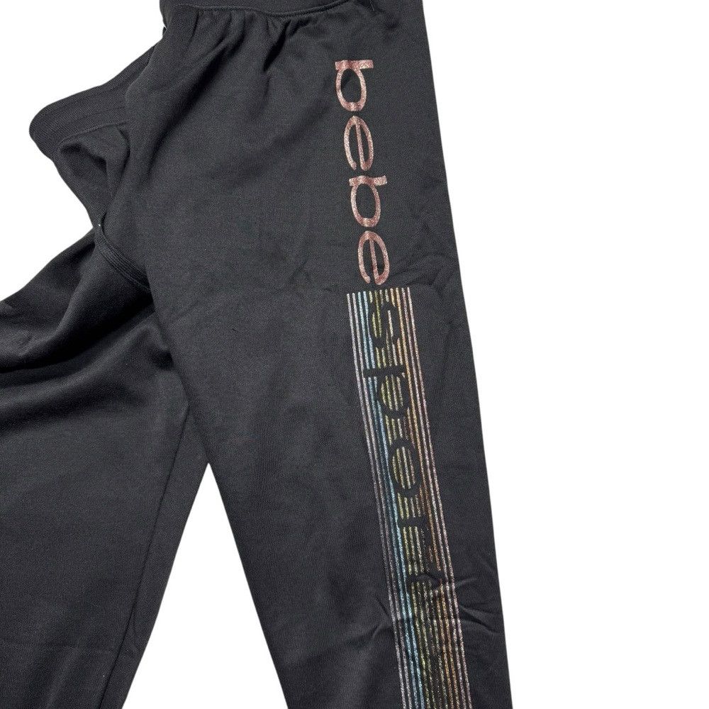 Bebe NWT New Bebe Sport Glitter Logo Stripe Black Jogger Size 1X Size 38" / US 16 / IT 52 - 3 Thumbnail