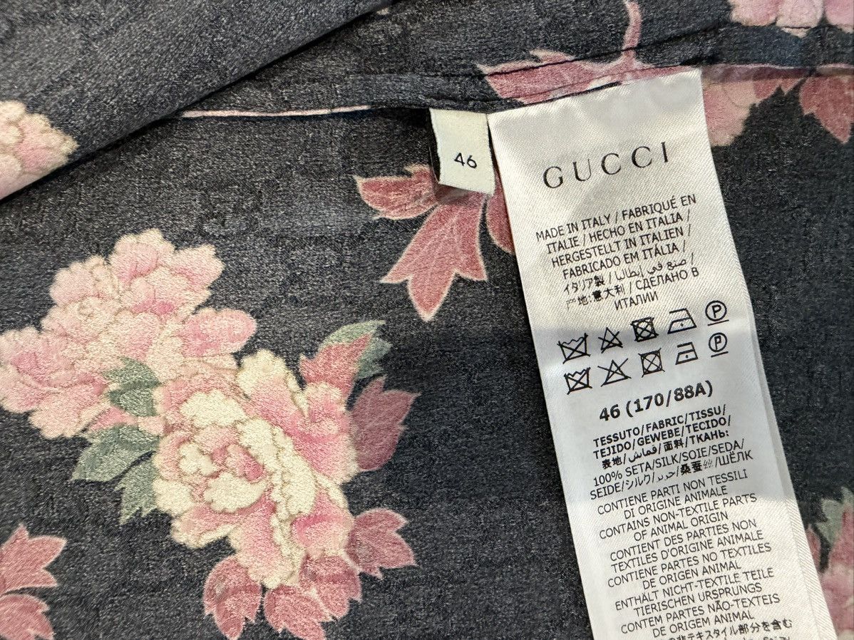 Gucci GUCCI Black Silk Peony Print Bowling Shirt Size US S / EU 44-46 / 1 - 5 Thumbnail