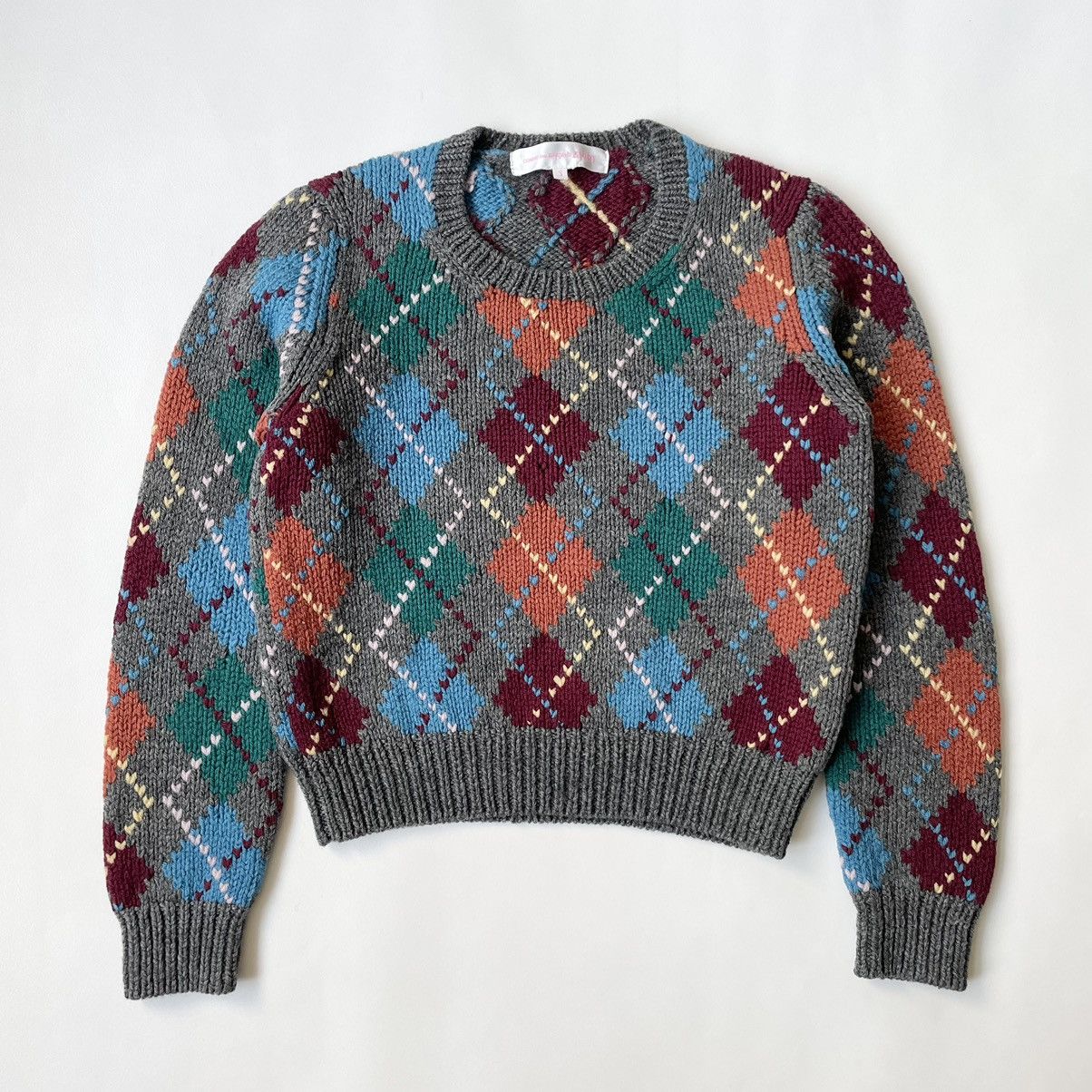 Comme des Garcons Multicoloured Heart Argyle Patterned Sweater Size S / US 4 / IT 40 - 14 Thumbnail