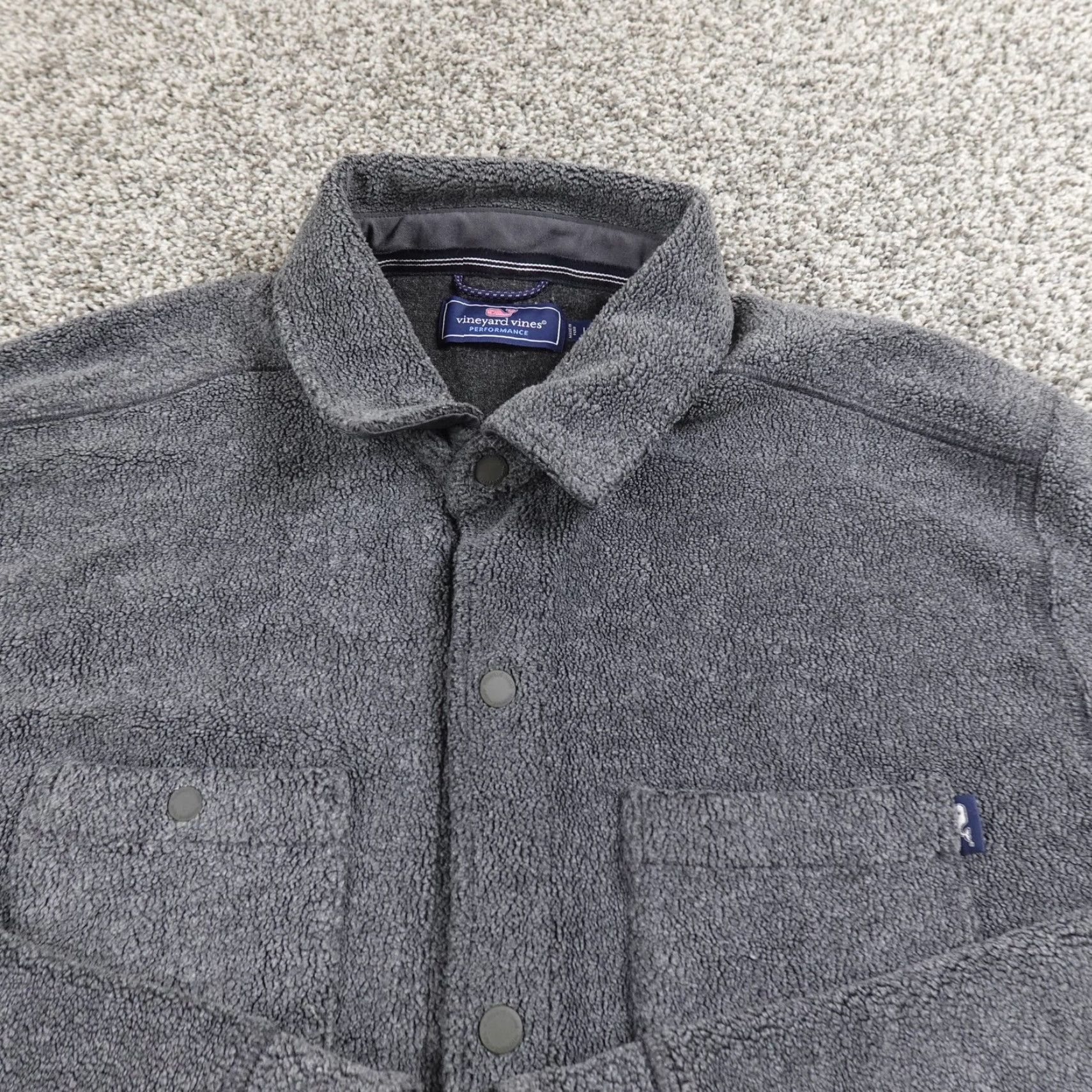 Vineyard Vines Vineyard Vines Jacket Mens L Gray Performance Fleece Snap Shirt Shacket Coat Top Size US L / EU 52-54 / 3 - 3 Thumbnail