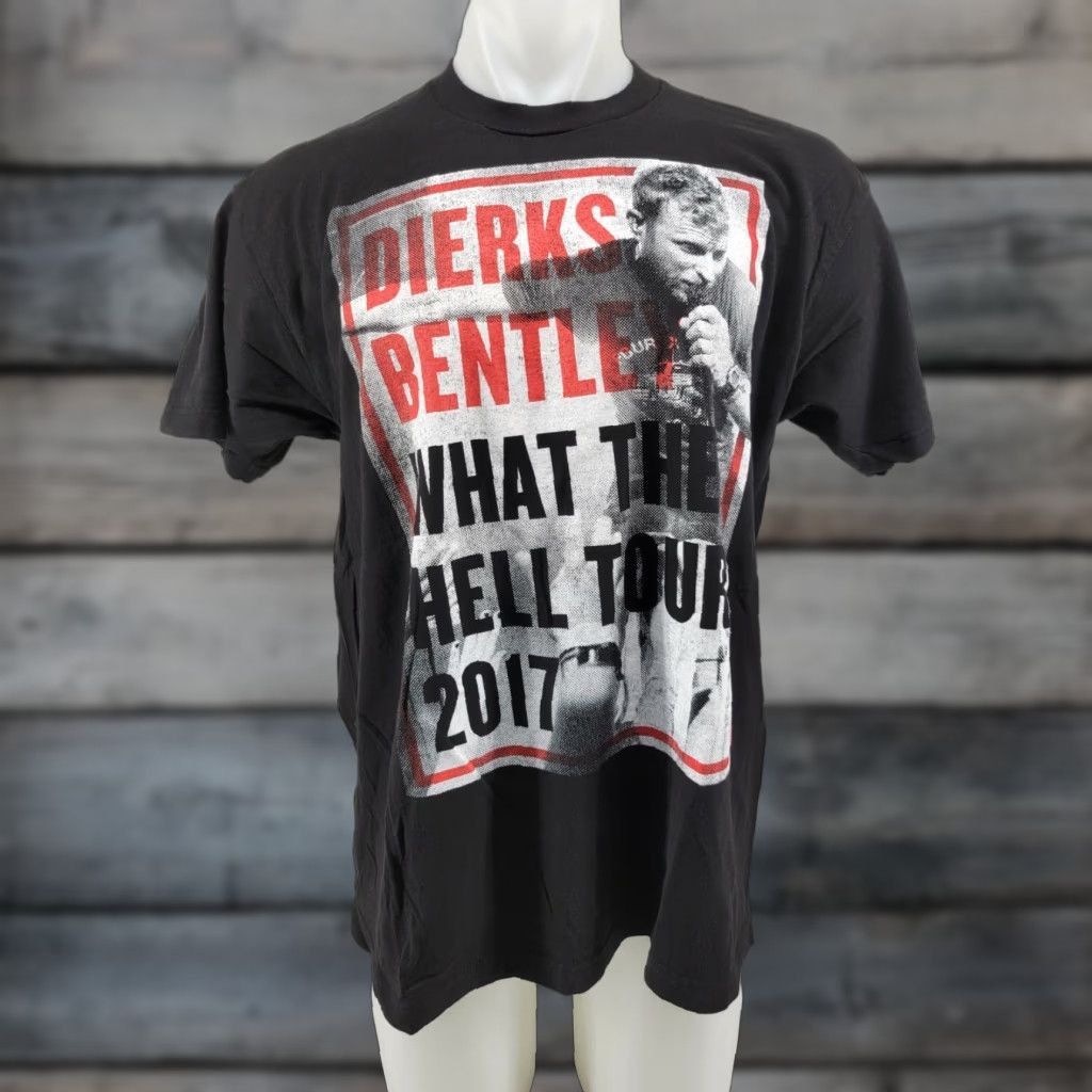 Tultex DIERKS BENTLEY 2017 What The Hell Concert Tour T-SHIRT Mens XL Black Tultex Graphic Tee Shirts Mens Music Tour Merch Size US XL / EU 56 / 4 - 1 Thumbnail
