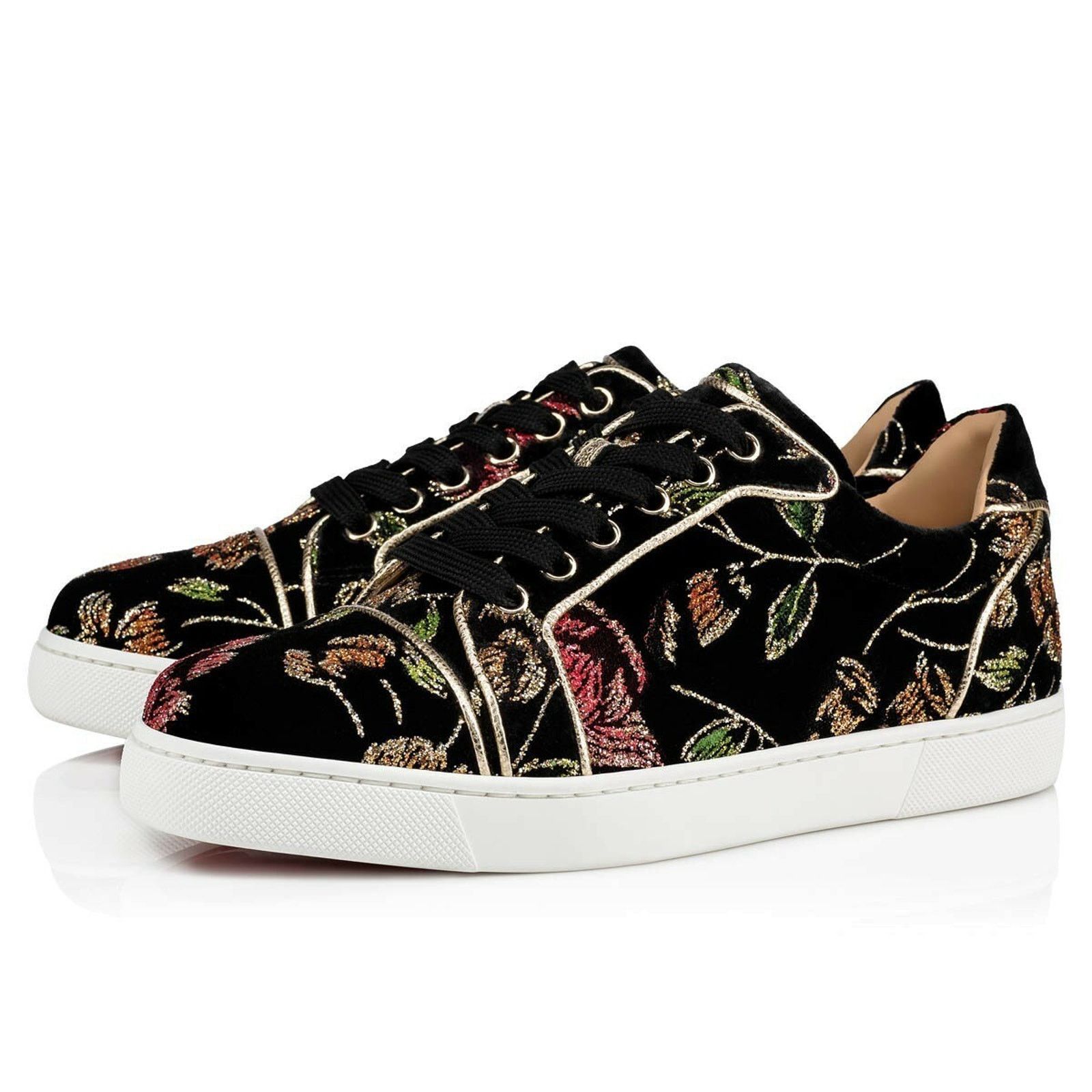 Christian Louboutin Christian Louboutin Flat Black Velvet Low Top Sneaker 41 Size US 11 / IT 41 - 1 Thumbnail