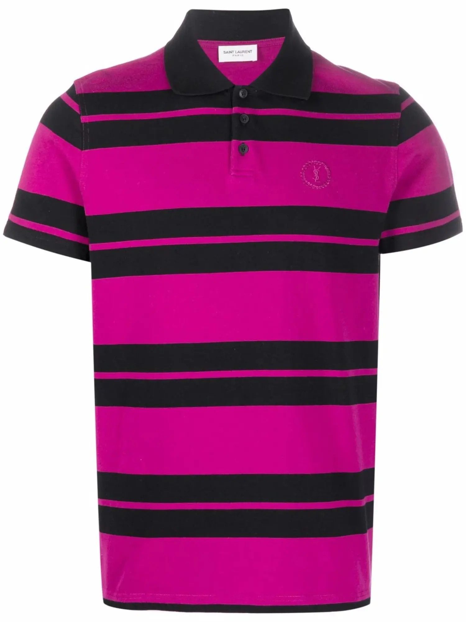 Saint Laurent Paris o1s1wg110724 Polo Shirt Striped Jersey in Dark Pink /Black Size US L / EU 52-54 / 3 - 1 Thumbnail