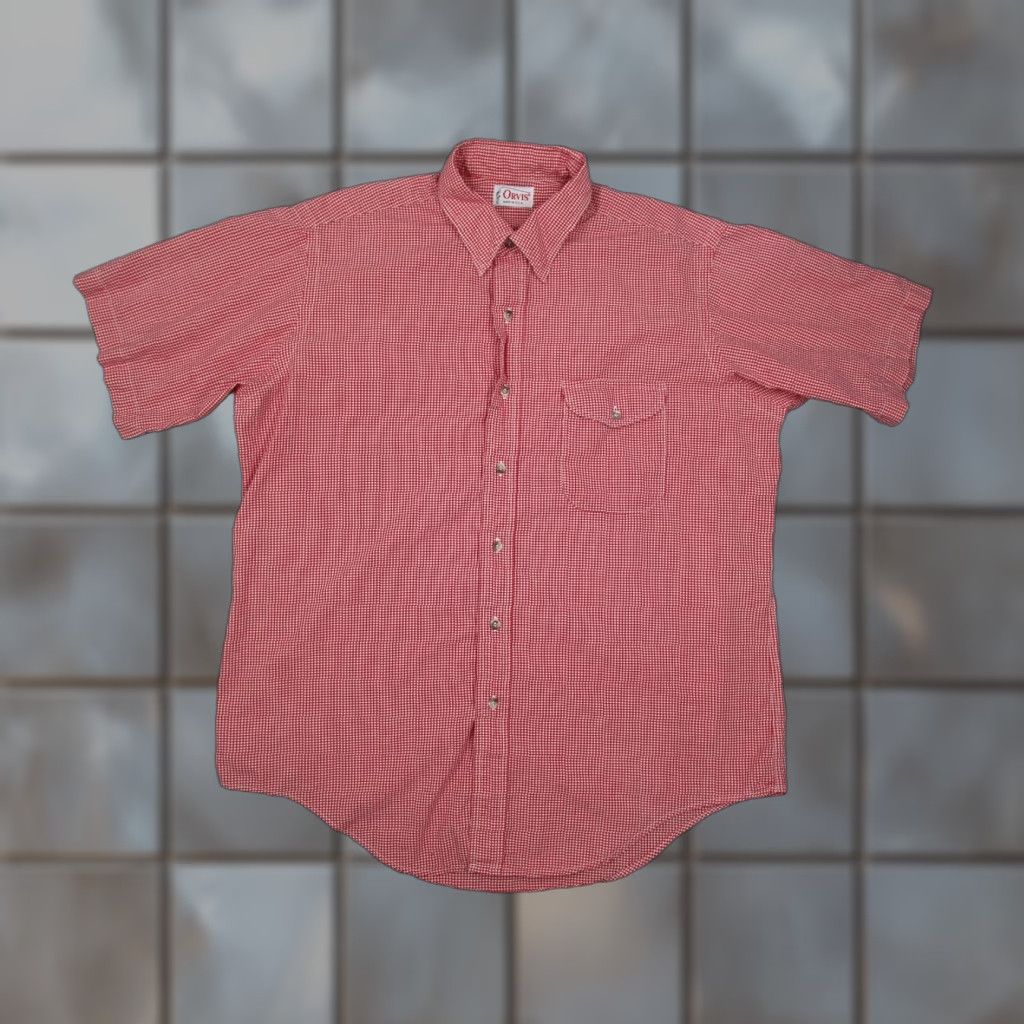 Orvis VINTAGE Orvis Shirt Mens Large Red Check Button Up Short Sleeve Made in USA Size US L / EU 52-54 / 3 - 1 Thumbnail