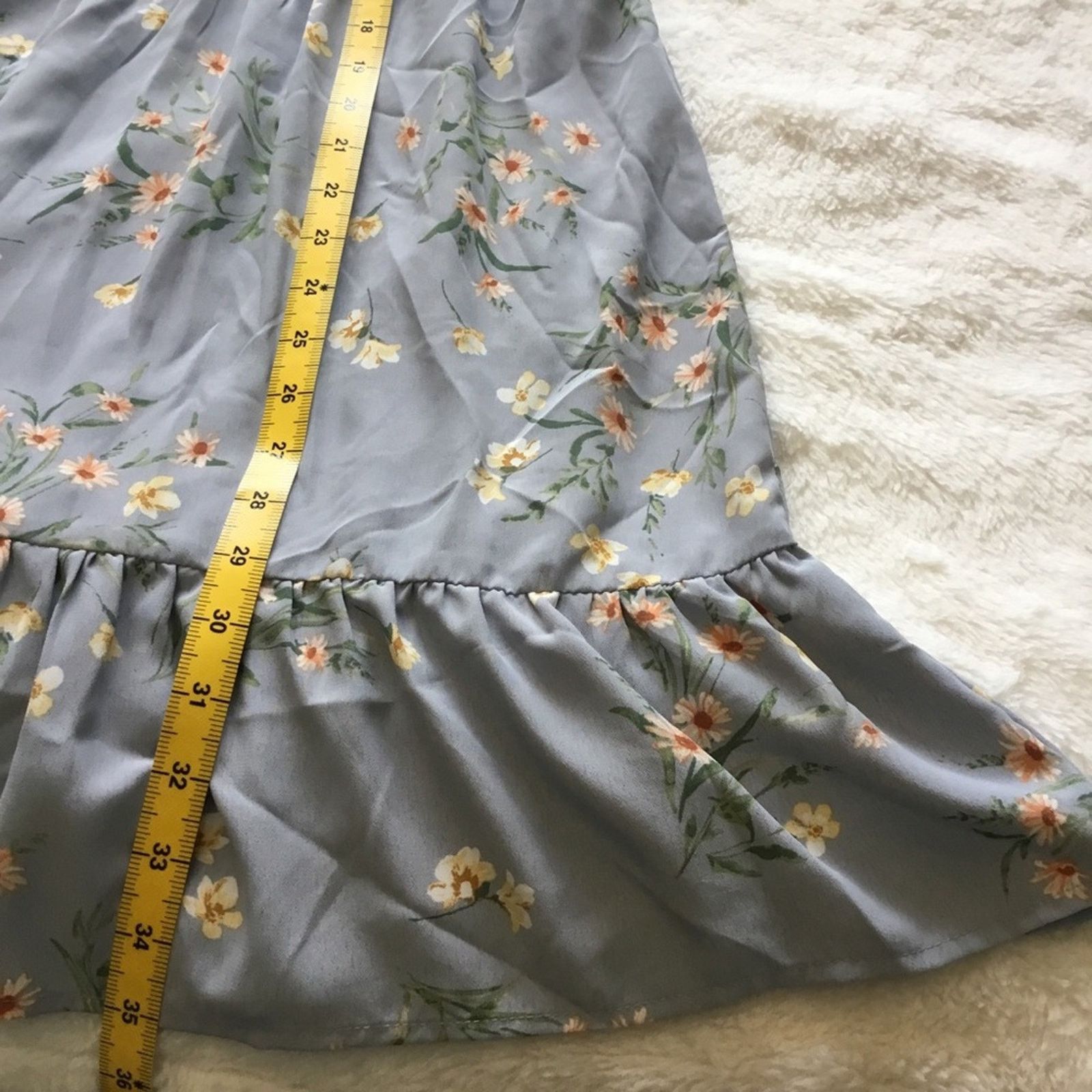 Other Pink Rose Blue Floral Smocked Waist Flutter Sleeve Dress Size L / US 10 / IT 46 - 13 Thumbnail