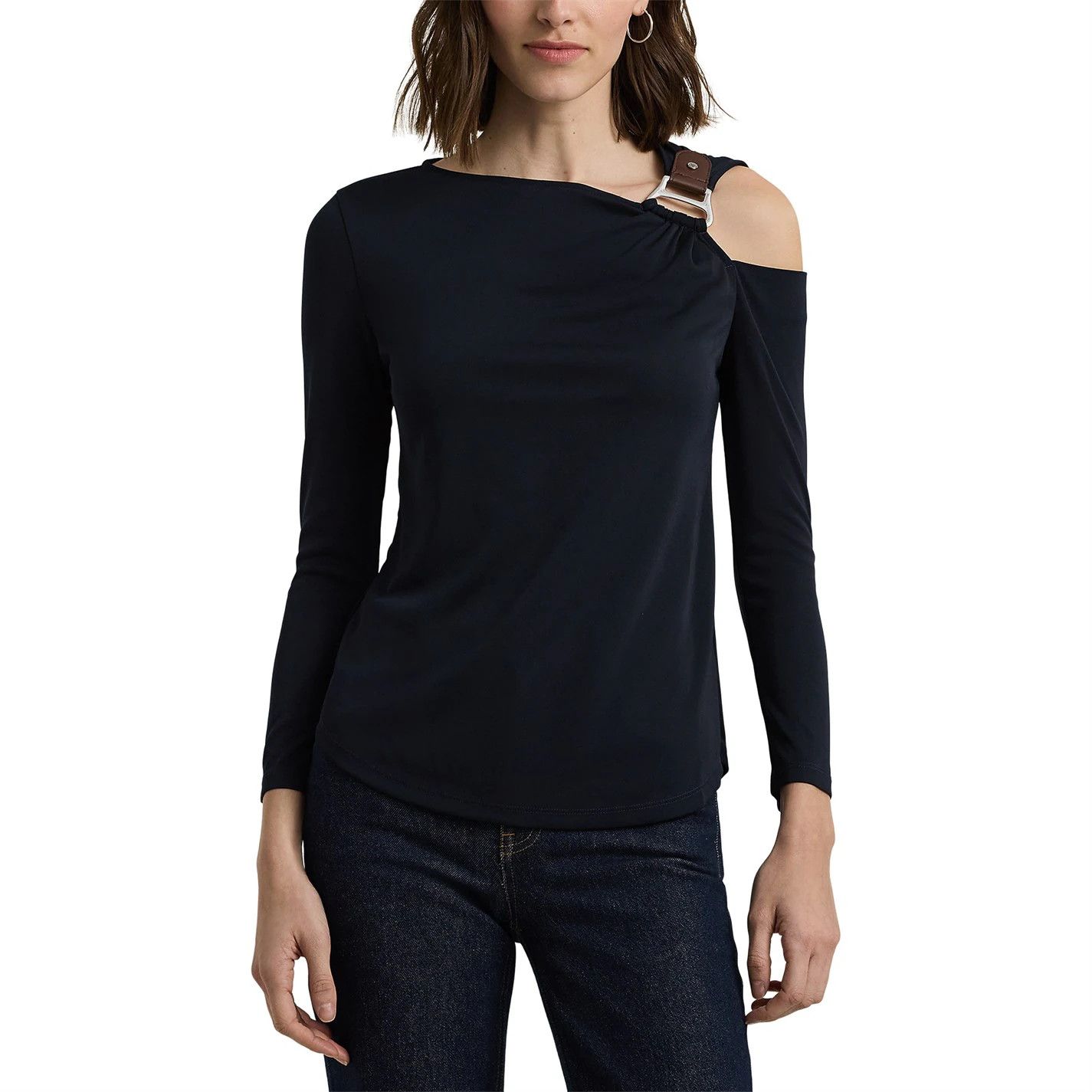Lauren Ralph Lauren o1g2r1mq1025 Harlee Top T-Shirt in Black Size M / US 6-8 / IT 42-44 - 2 Thumbnail