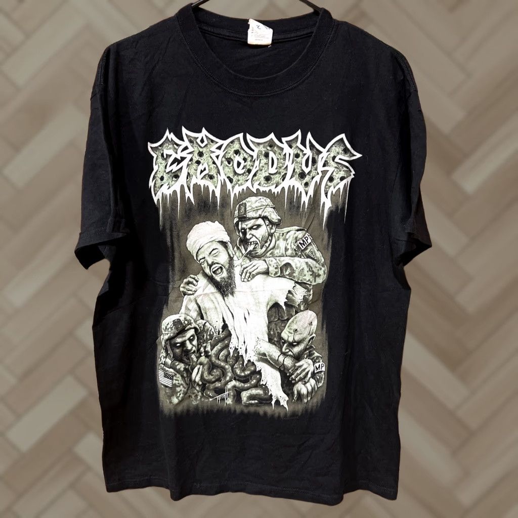 Delta VINTAGE Exodus Licensed Bob Tyrrell Signature 2 Sided Print T-Shirt Sz L Black Mens Shirt 2010s Size US L / EU 52-54 / 3 - 1 Thumbnail