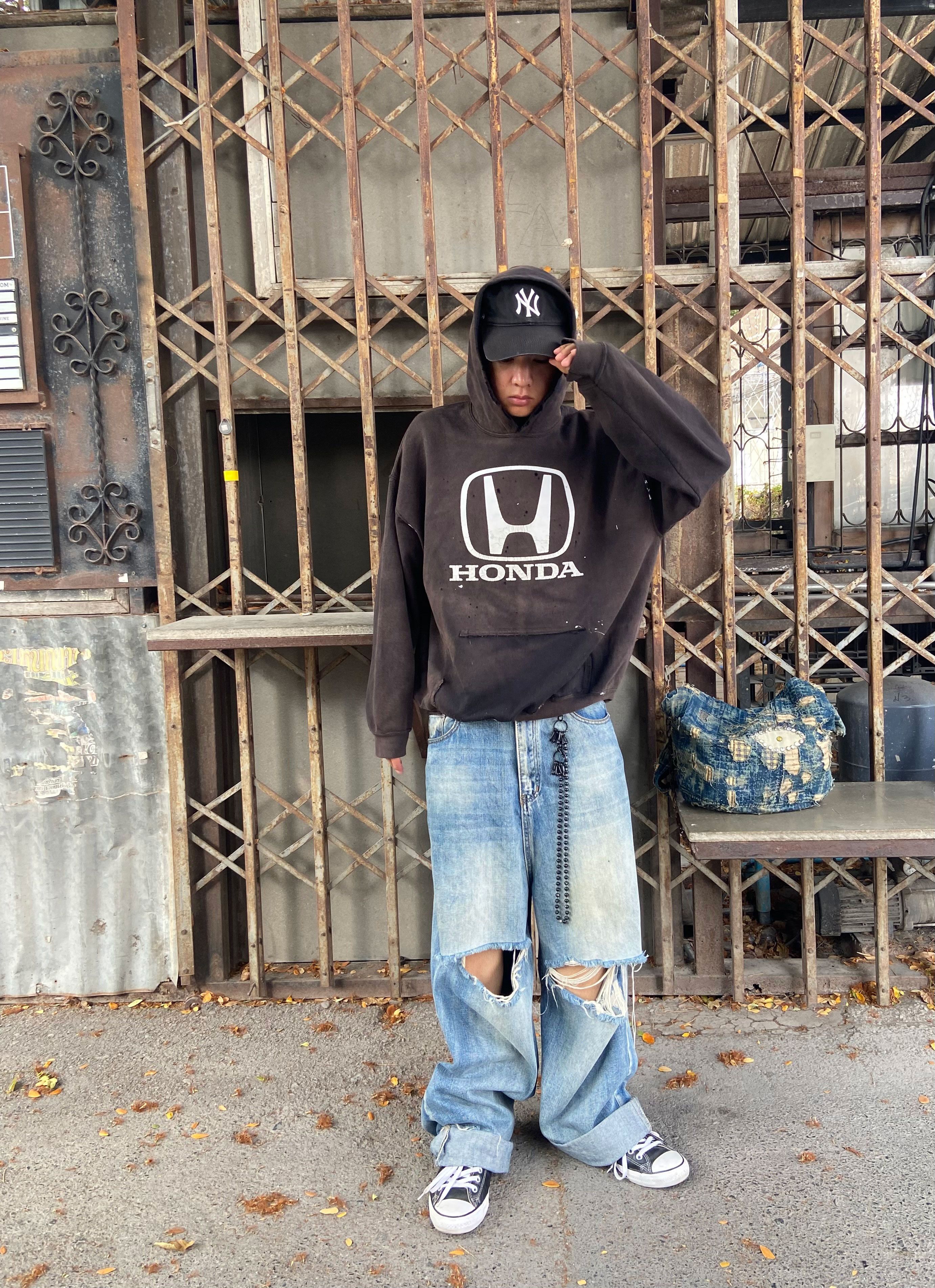 Vintage Thrashed Distressed & Faded "HONDA" Hoodie ERD Grunge Size US XL / EU 56 / 4 - 6 Thumbnail