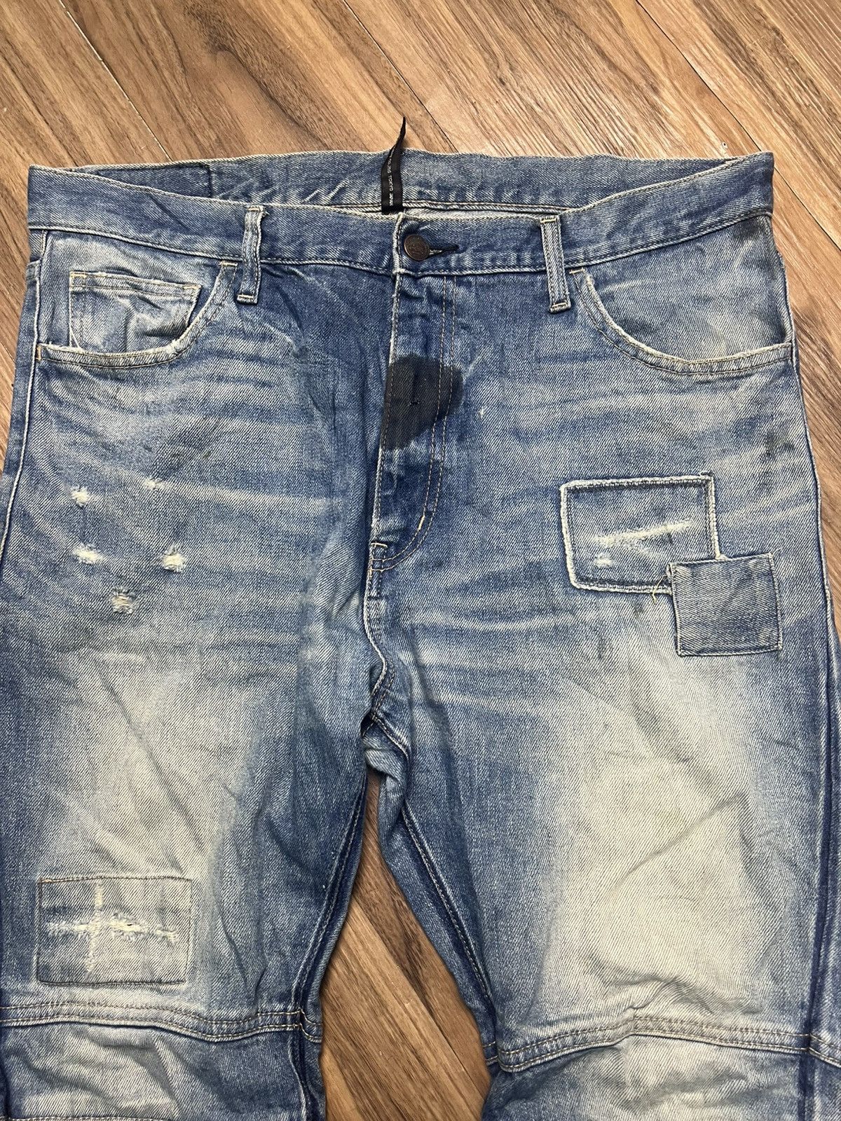 Hysteric Glamour Glamb Tokyo Japan Biker Distressed Patchwork Denim Jeans(42) Size US 35 - 3 Thumbnail