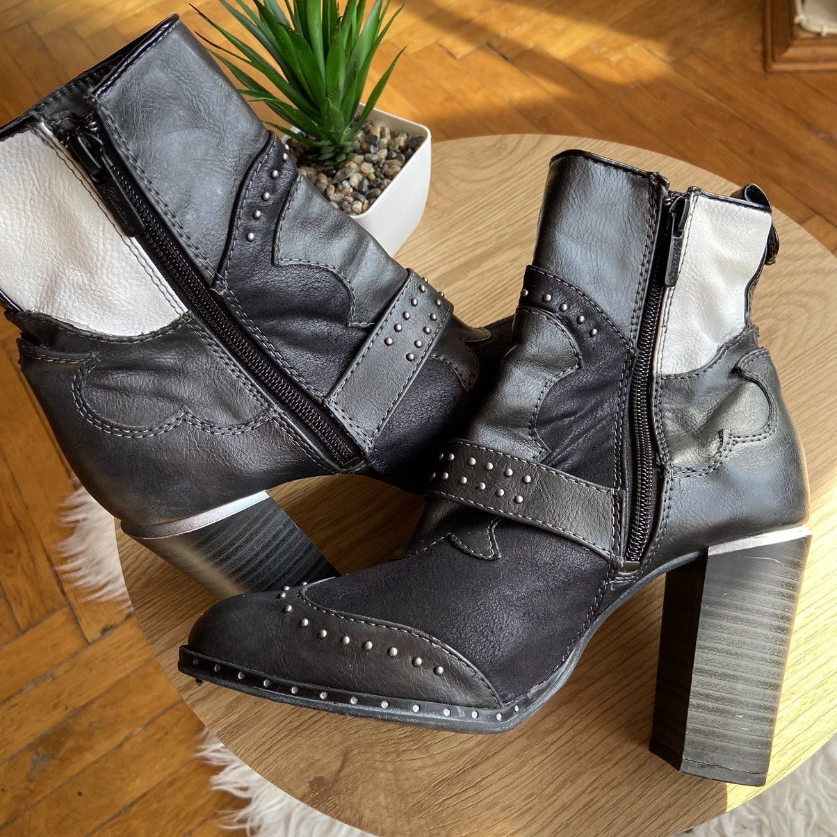 Mustang 📌 Crazy Vintage Mustang Cowboy Leather Boots Size US 8 / IT 38 - 8 Thumbnail