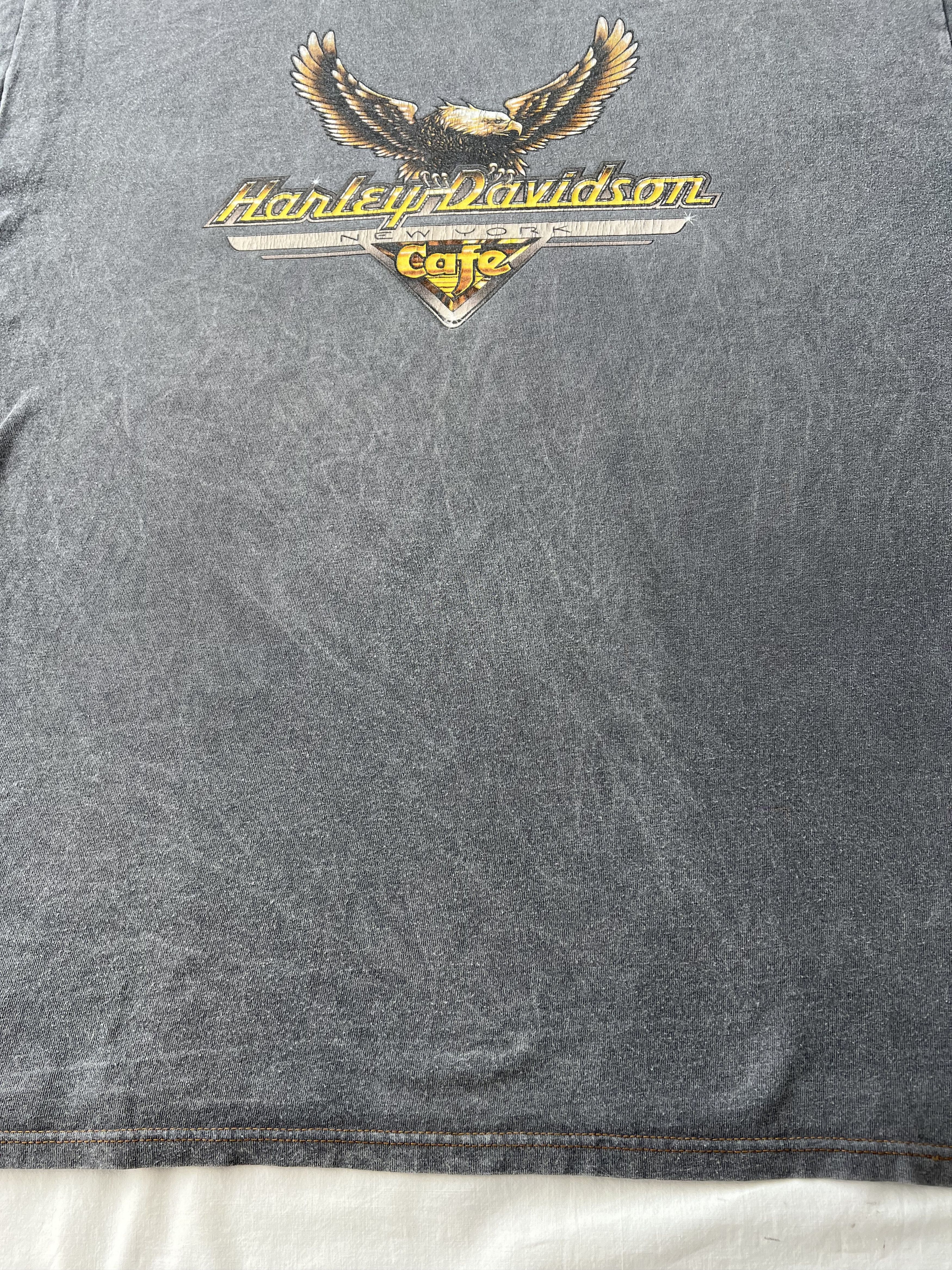 Harley Davidson Vintage 90s Harley Davidson Cafe New York Eagle T-shirt Size US XXL / EU 58 / 5 - 6 Thumbnail