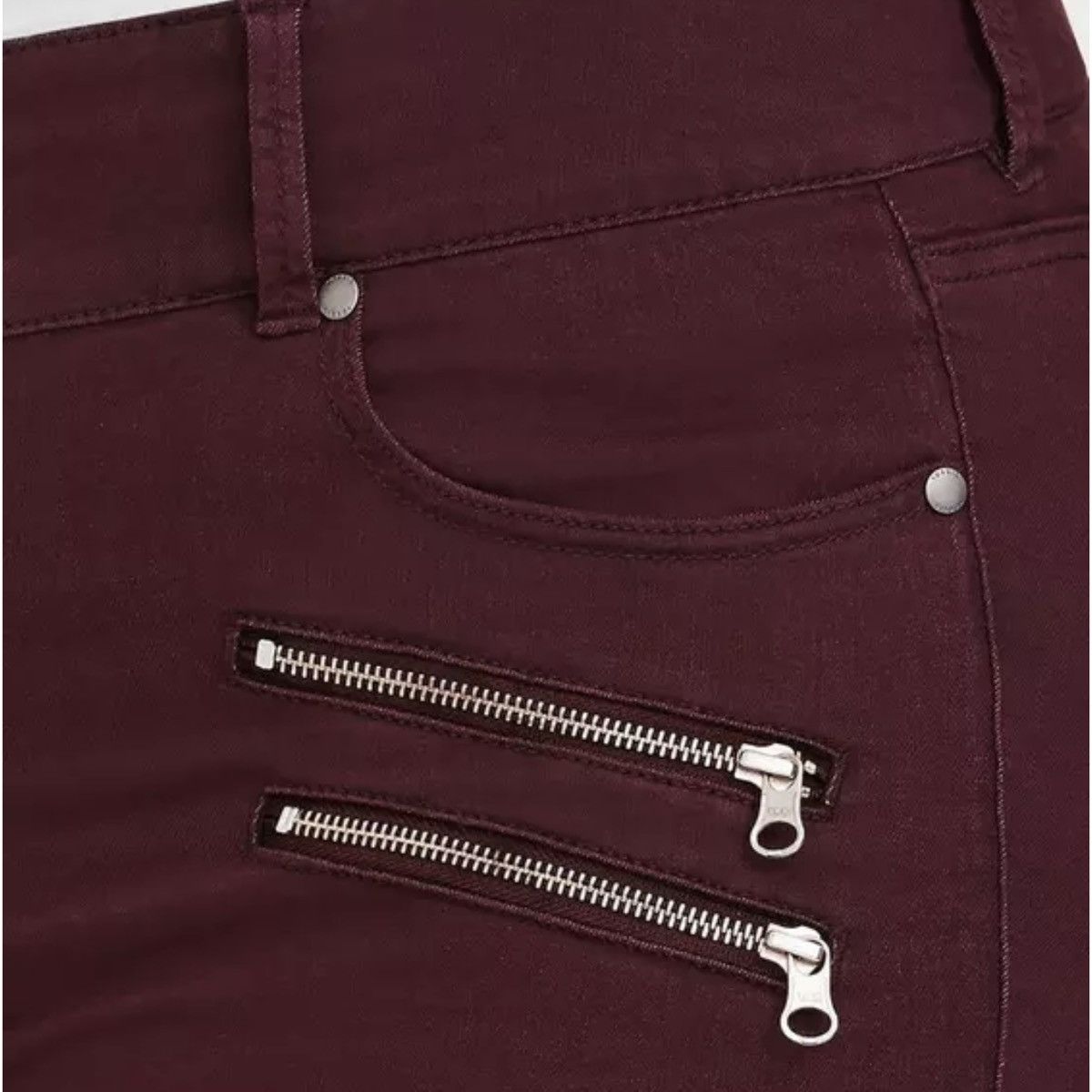 Torrid Torrid Super Stretch burgundy red zipper detail jegging Size 42" / US 20 - 10 Thumbnail