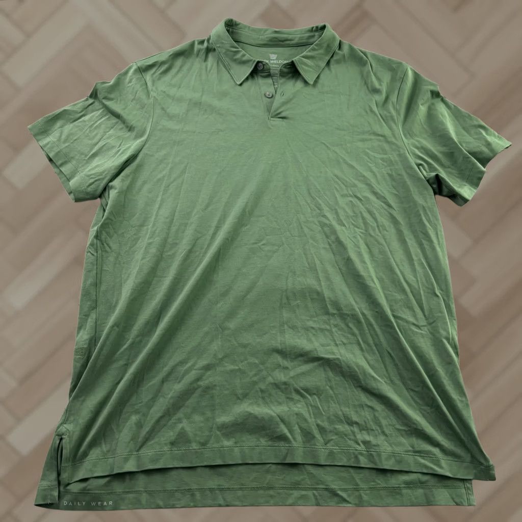 Vintage Mack Weldon Short Sleeve Pima Cotton Button-Up Polo Shirt Men's XXL Green Size US XXL / EU 58 / 5 - 1 Thumbnail