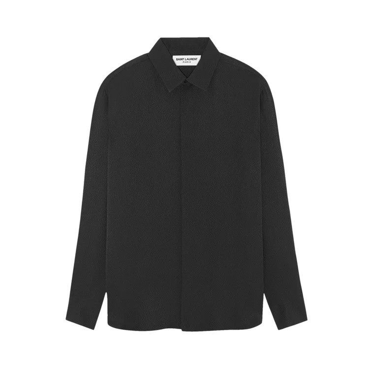 Saint Laurent Paris o1s1wg111124 Shirt In Matte And Shiny Silk in Black Size US L / EU 52-54 / 3 - 1 Thumbnail