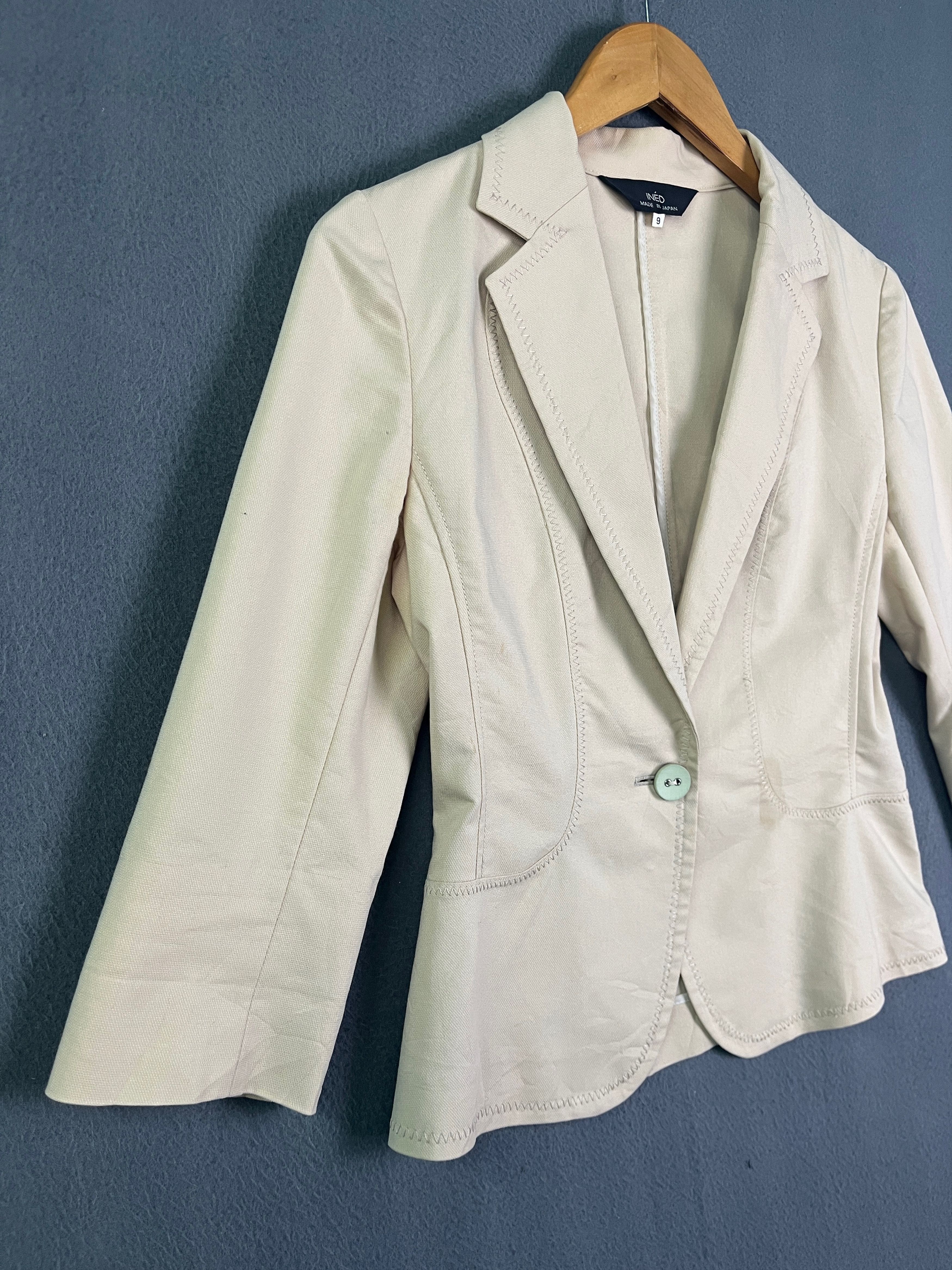 Japanese Brand Ined Single Button Blazer Jacket Beige Yohji Yamamoto Size S / US 4 / IT 40 - 6 Thumbnail