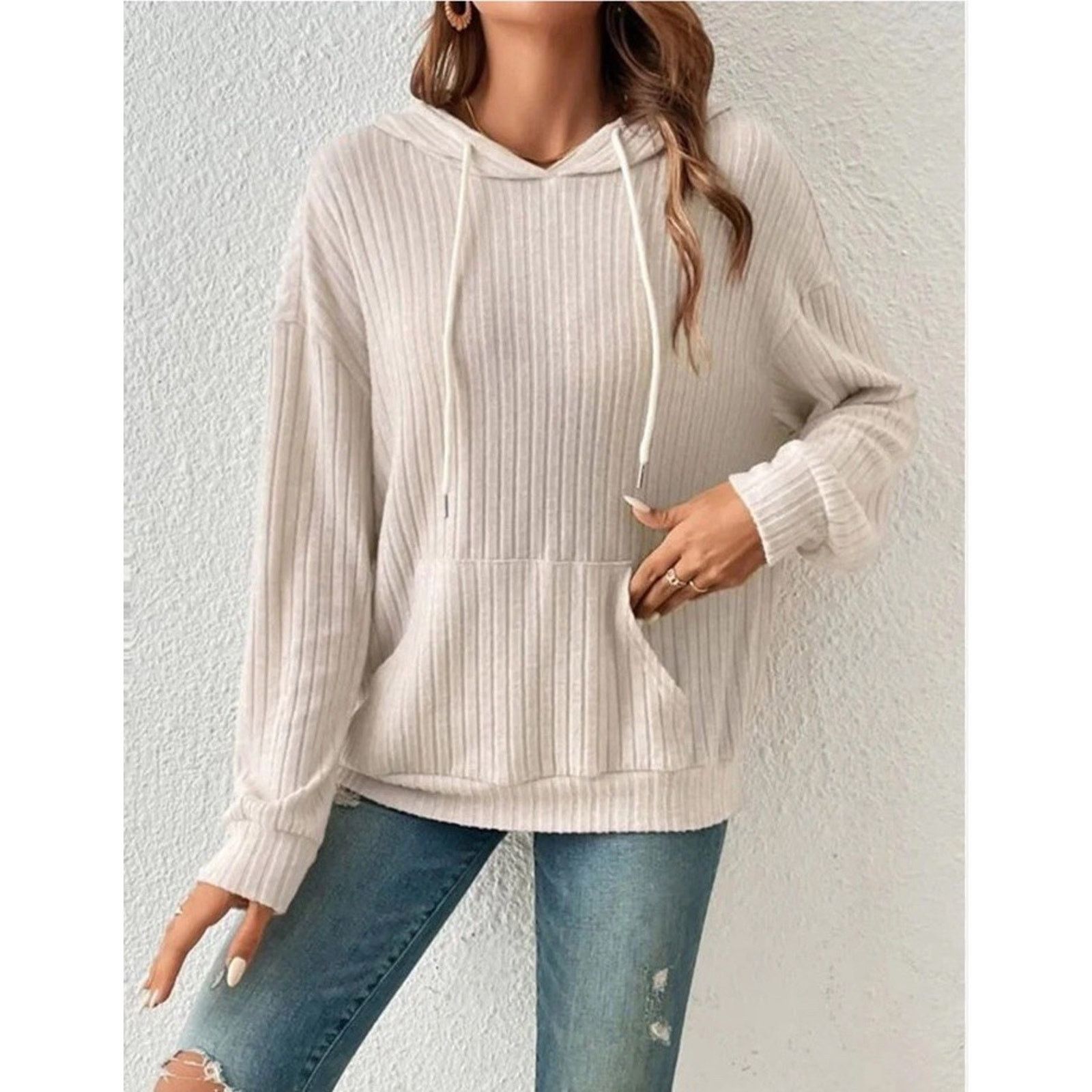 Sonoma Sonoma Pullover Hoodie Cream Long Sleeve Kangaroo Pocket Size L / US 10 / IT 46 - 2 Thumbnail
