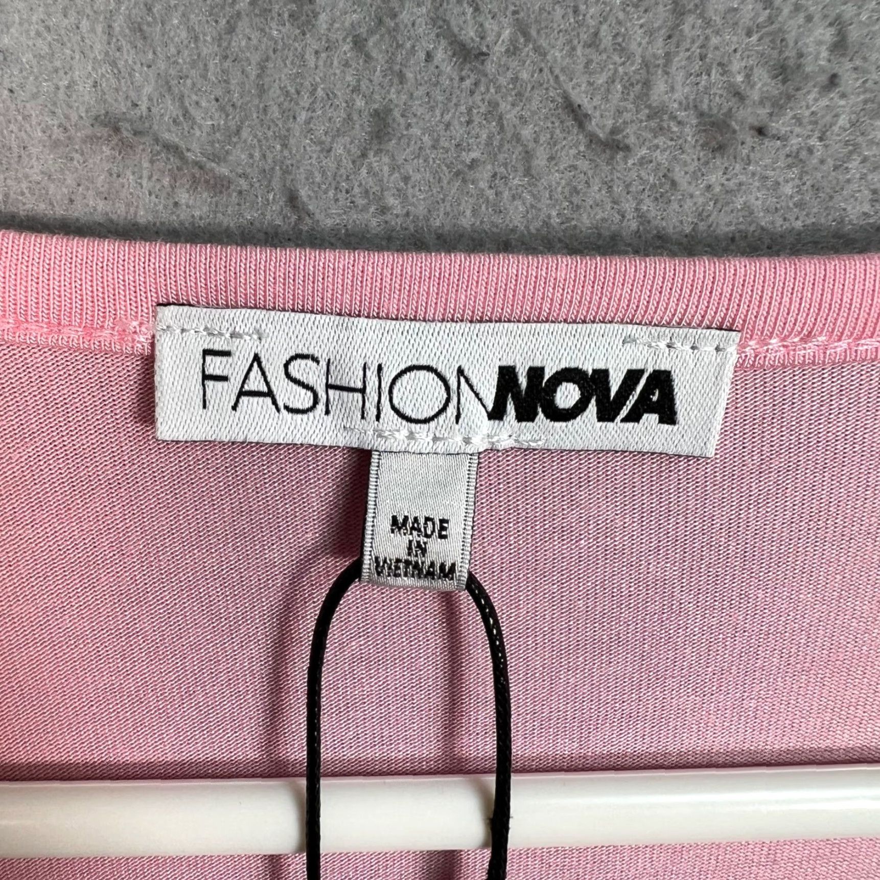 Fashion Nova VINTAGE Fashion Nova Top Womens 1X Pink Cropped Long Sleeve Ruched SolidNY Size XL / US 12-14 / IT 48-50 - 3 Thumbnail