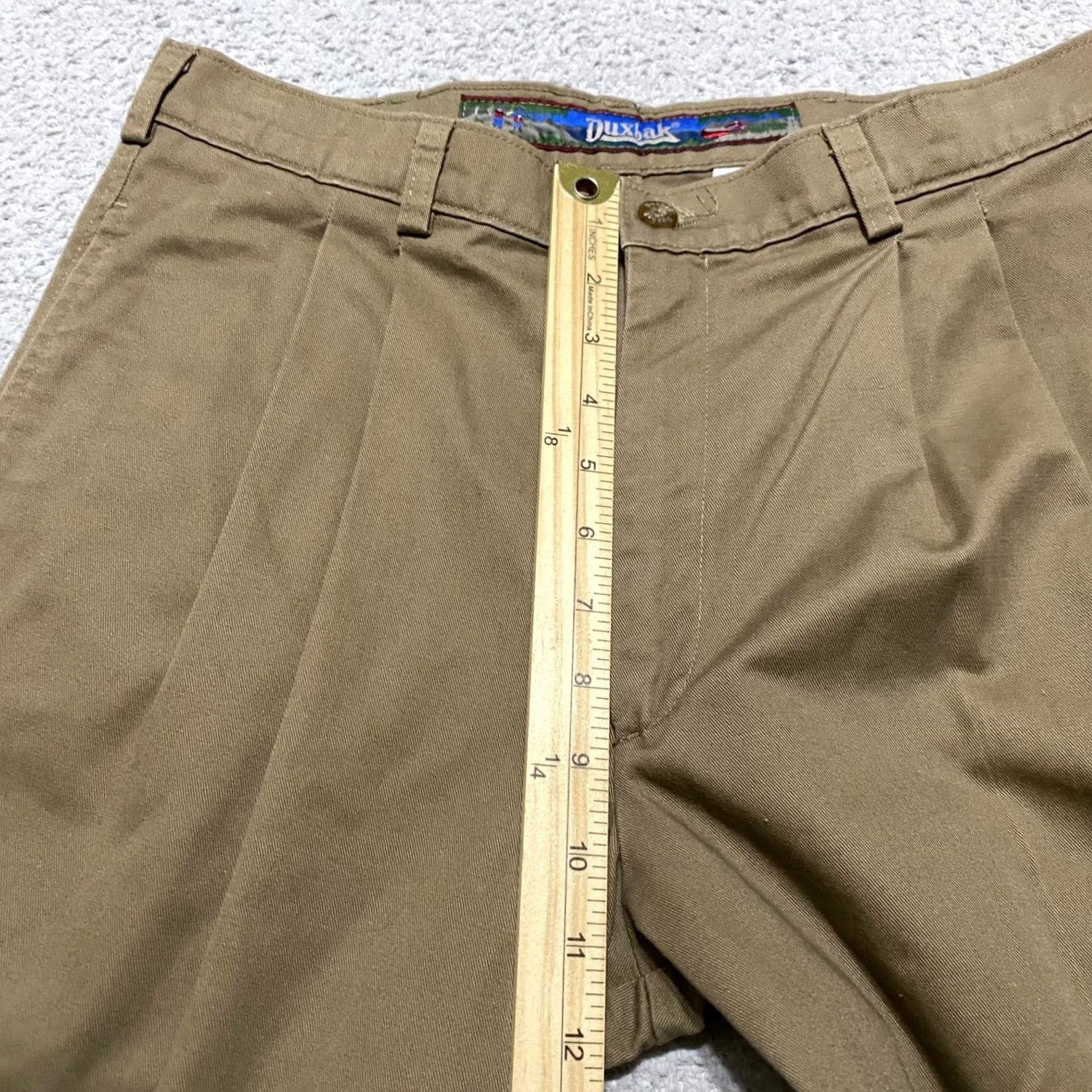Vintage VINTAGE Duxbak Pants Beige Straight Pleated High Rise Mens Business Casual Brown Cotton Chino 33x32 Size US 37 - 7 Thumbnail