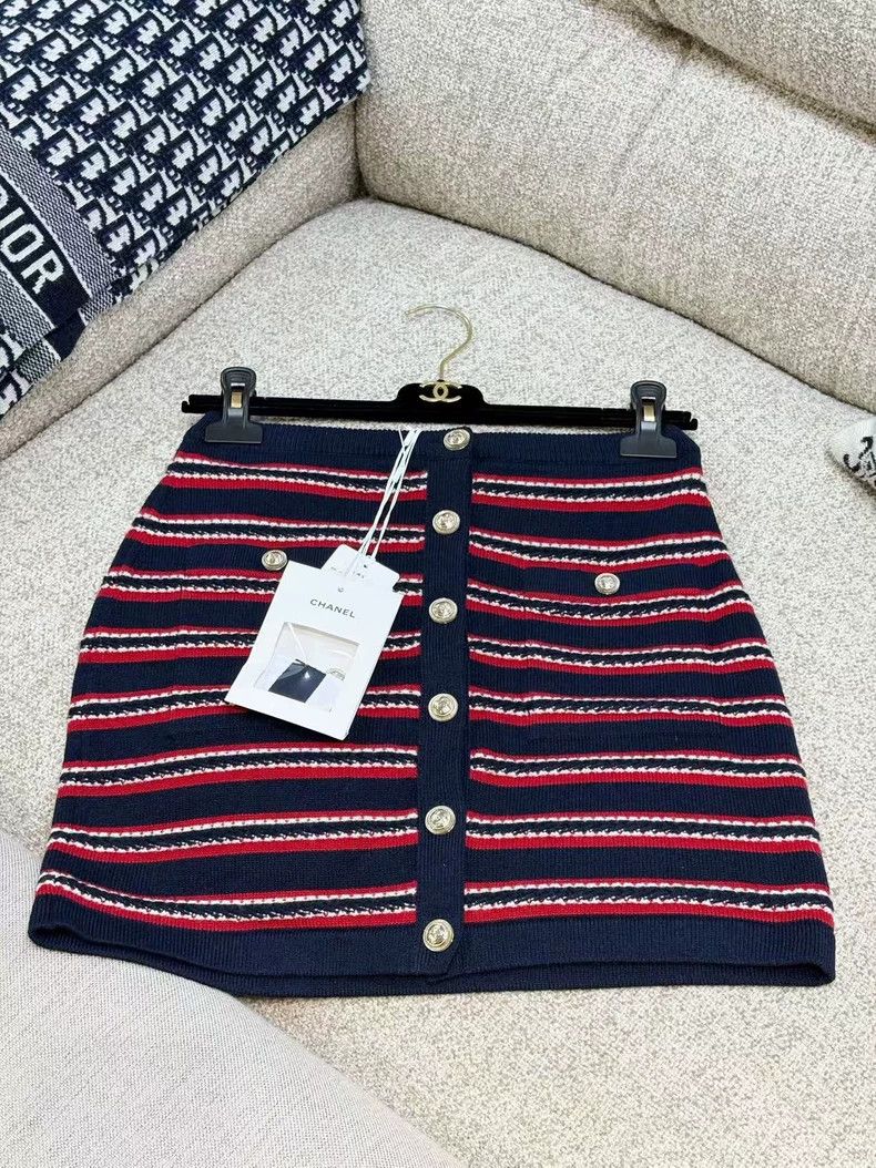 Chanel Chanel SizeS 21C red and blue color block 36 size striped k Size 24" / US 00 / IT 34 - 2 Thumbnail
