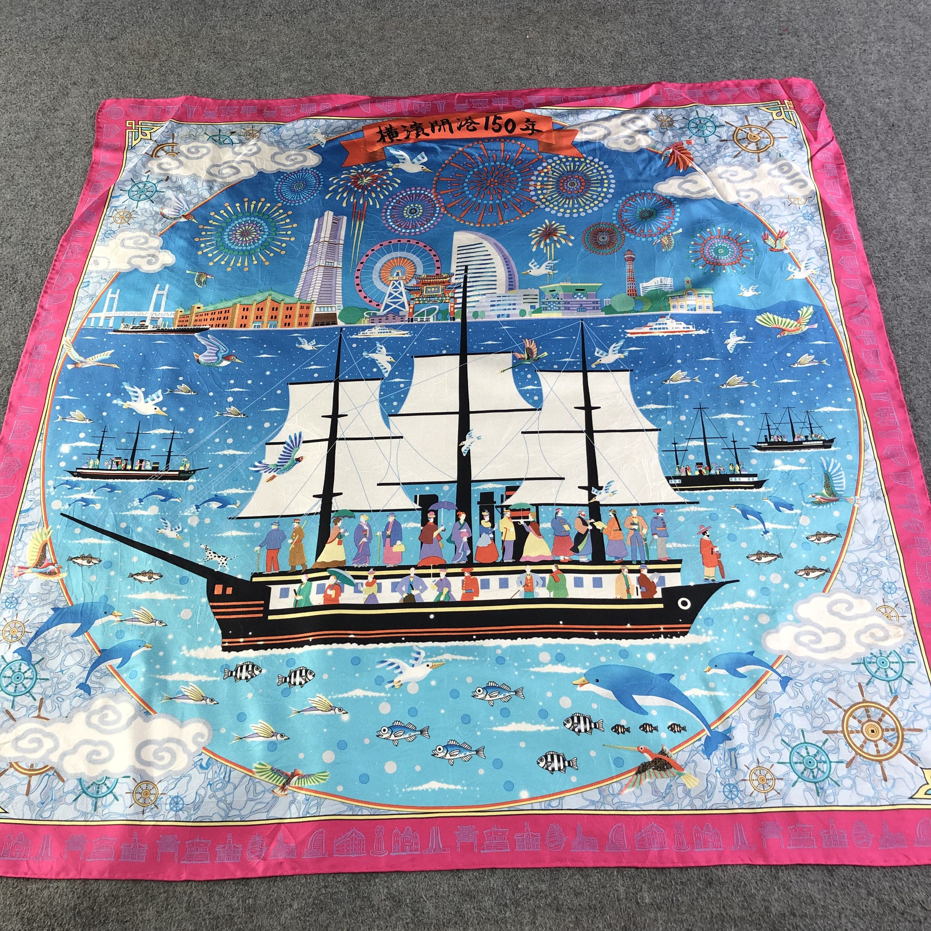 Japanese Brand Yokohama Silk Museum Luxury Silk Scarf M473 Size ONE SIZE - 1 Thumbnail