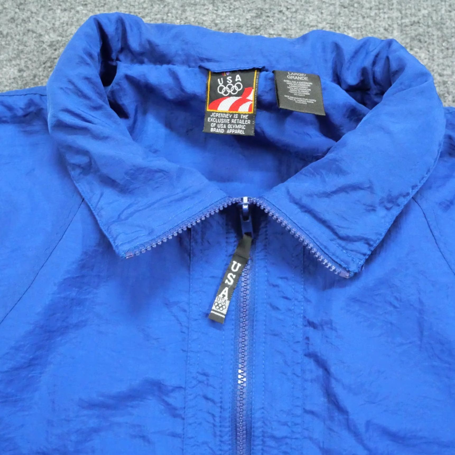 Vintage VINTAGE Olympic Jacket Mens L Blue Hooded Windbreaker 90s Sports Windbreaker Logo Size US L / EU 52-54 / 3 - 2 Thumbnail