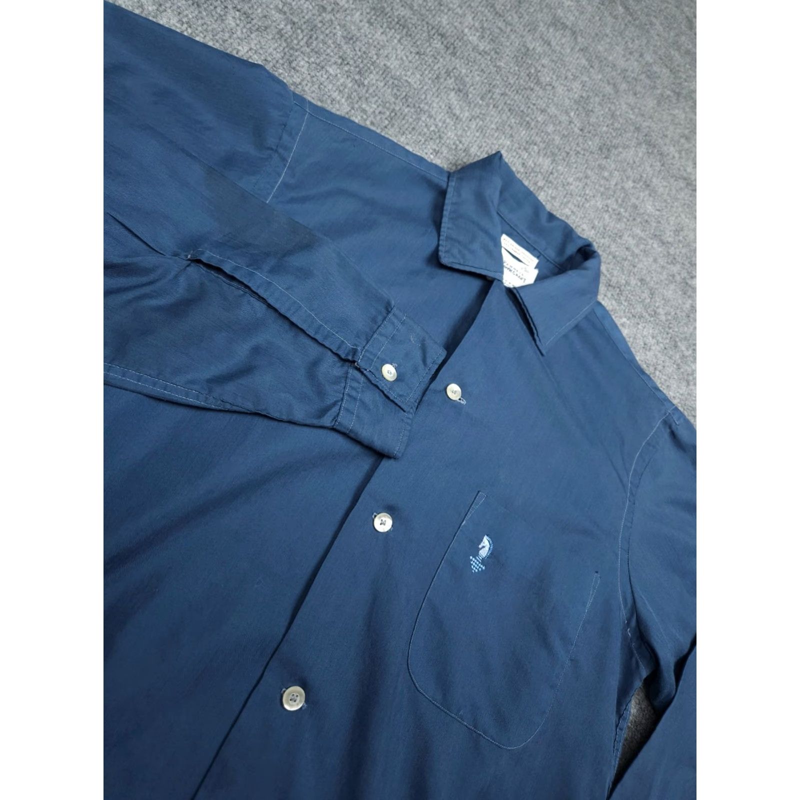 JCPenney VINTAGE Penneys Shirt Mens Small 14 - 14.5 Blue Dacron Blend Button Up Town 60s Mens Clothing Button-Up Shirt Blue Size US S / EU 44-46 / 1 - 4 Thumbnail