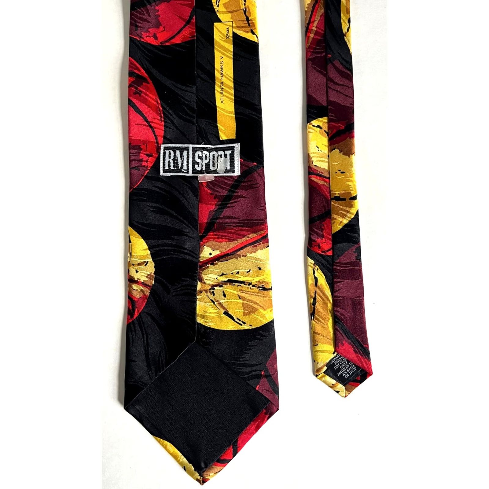 NBA NOS Vintage 90s NBA Atlanta Hawks Silk Tie RM Sport Ralph Marlin Made in USA Size ONE SIZE - 7 Thumbnail