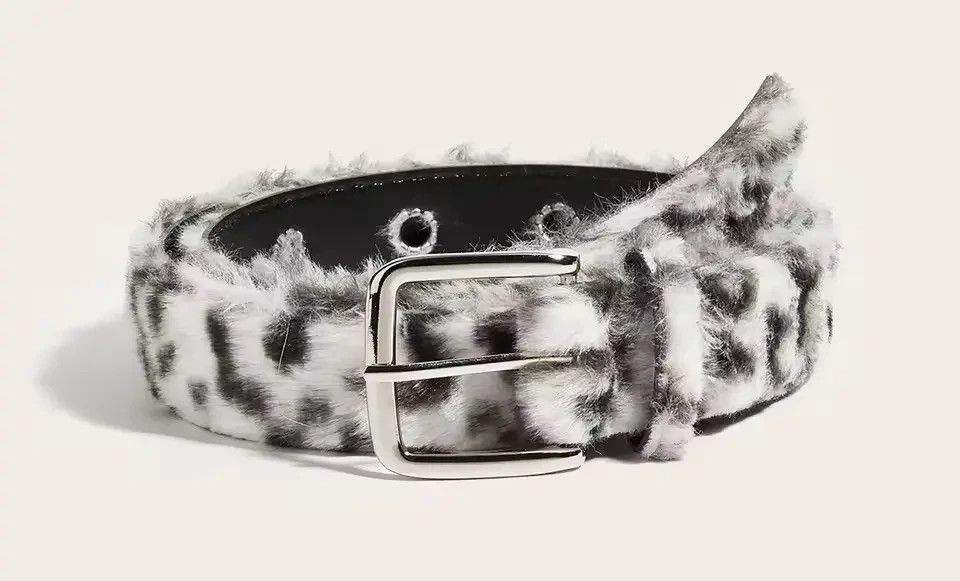 Japanese Brand Y2K Grunge Fluffy Fur Leopard Print Grommet Belt Size ONE SIZE - 1 Thumbnail