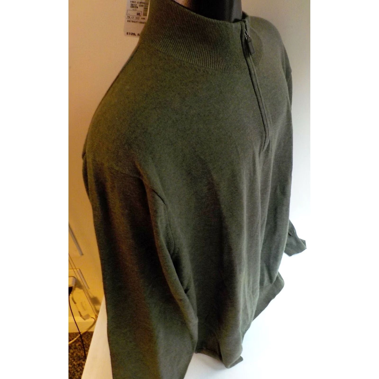 Jos. A. Bank VINTAGE Jos. A. Bank 1/4 Zip Pullover Sweater Army Green 2XL NWT Mock Neck 100% Pima Cotton Mens Regular Knit Sweatshirt Size US XXL / EU 58 / 5 - 4 Thumbnail