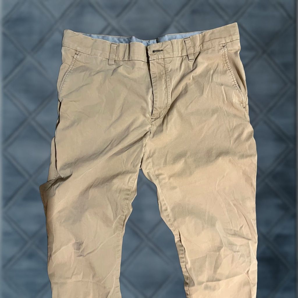 Cole Haan Cole Haan Grand.OS Chino Pants Mens 36x32 Beige Blue Regular Straight Front Button Zipper Pockets Cotton Nylon Stretch Casual Business Size US 36 / EU 52 - 1 Thumbnail