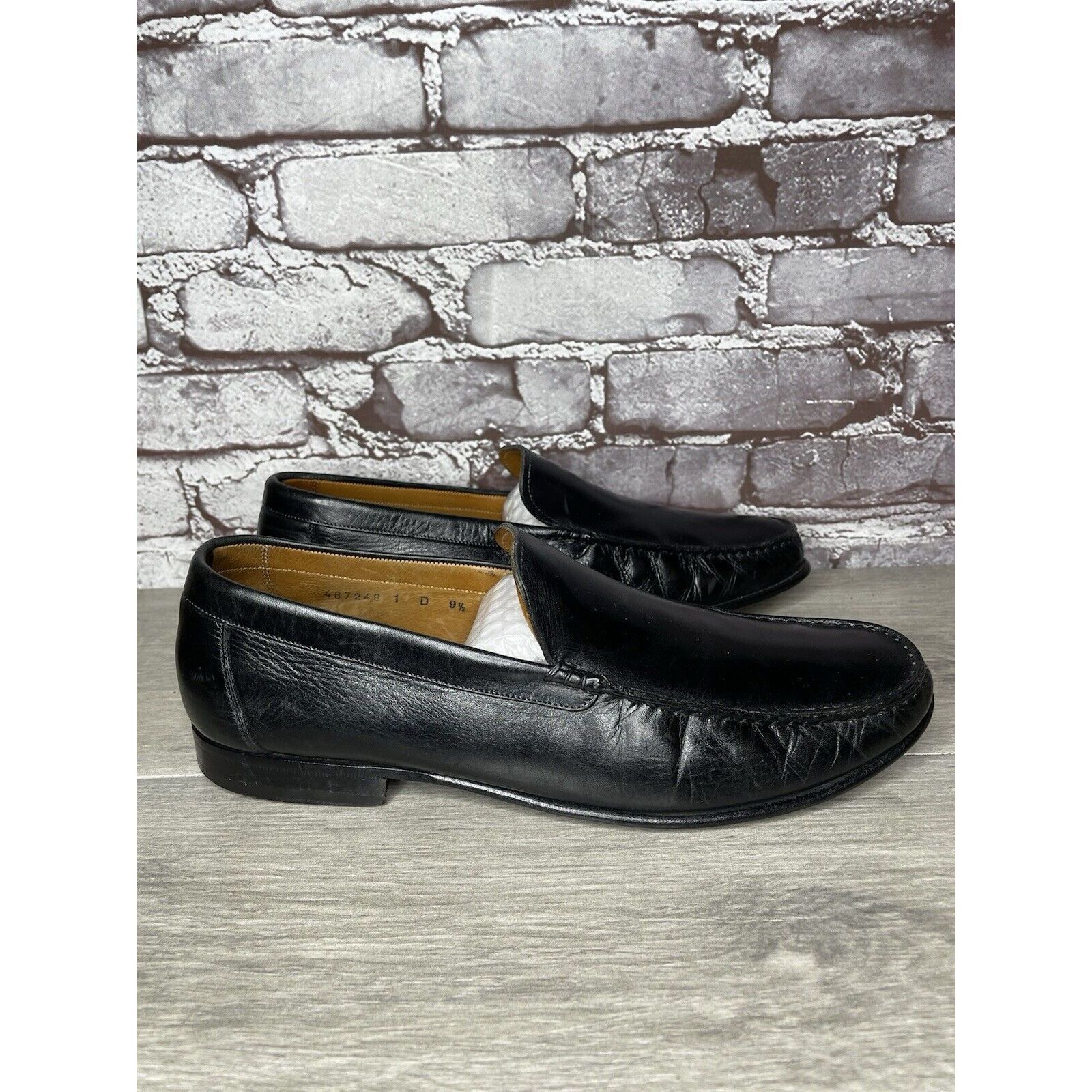 Santoni Santoni Black Leather Moc Toe Slip On Dress Loafers Shoes Me Size US 9.5 / EU 42-43 - 18 Thumbnail