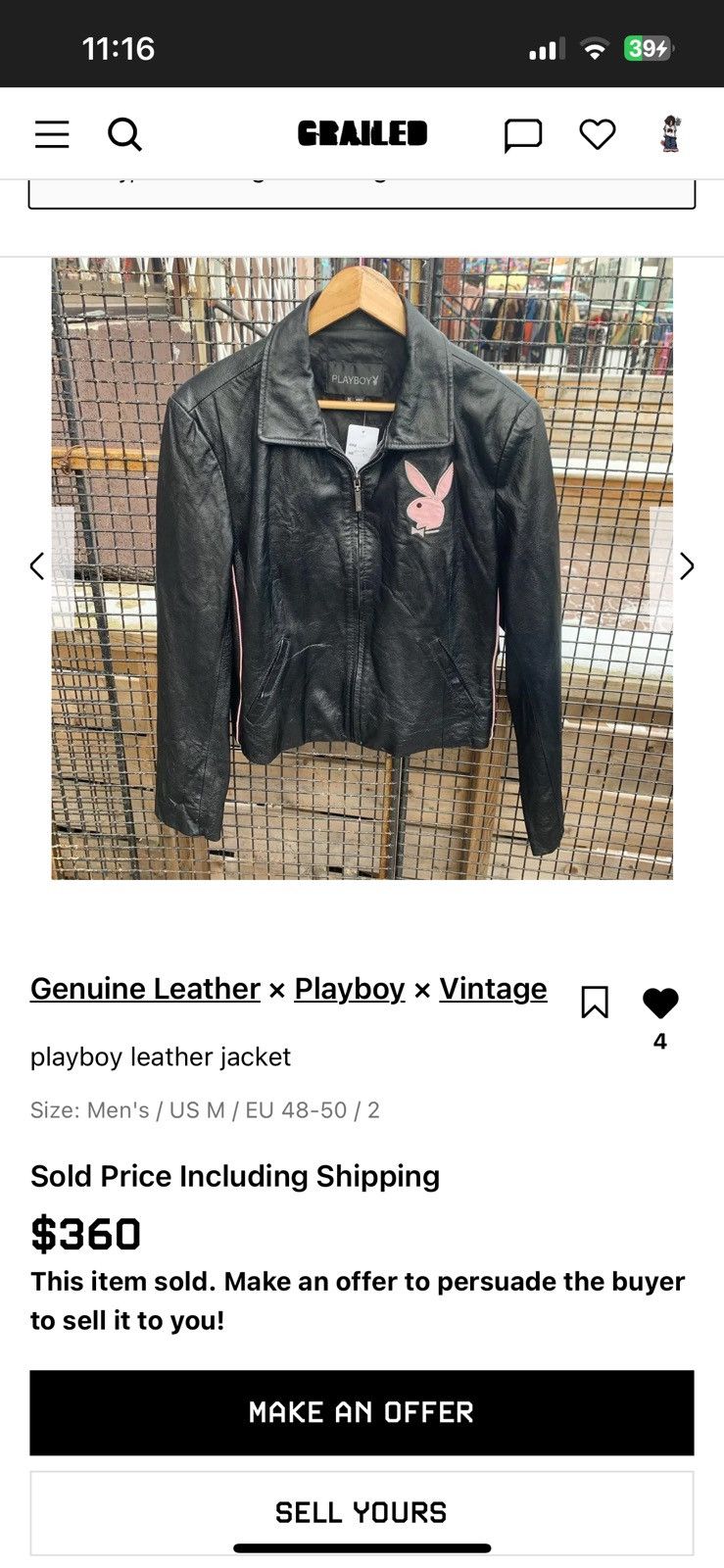 Playboy Vintage Playboy 90s Genuine Leather Moto Jacket Size M / US 6-8 / IT 42-44 - 10 Thumbnail