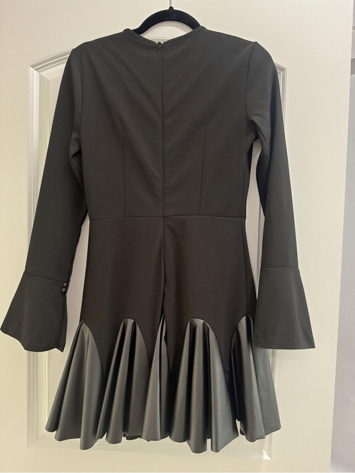 Shein Shein Long Sleeve Fit-and-Flare Dress with Faux Leather Hem Size S / US 4 / IT 40 - 4 Thumbnail