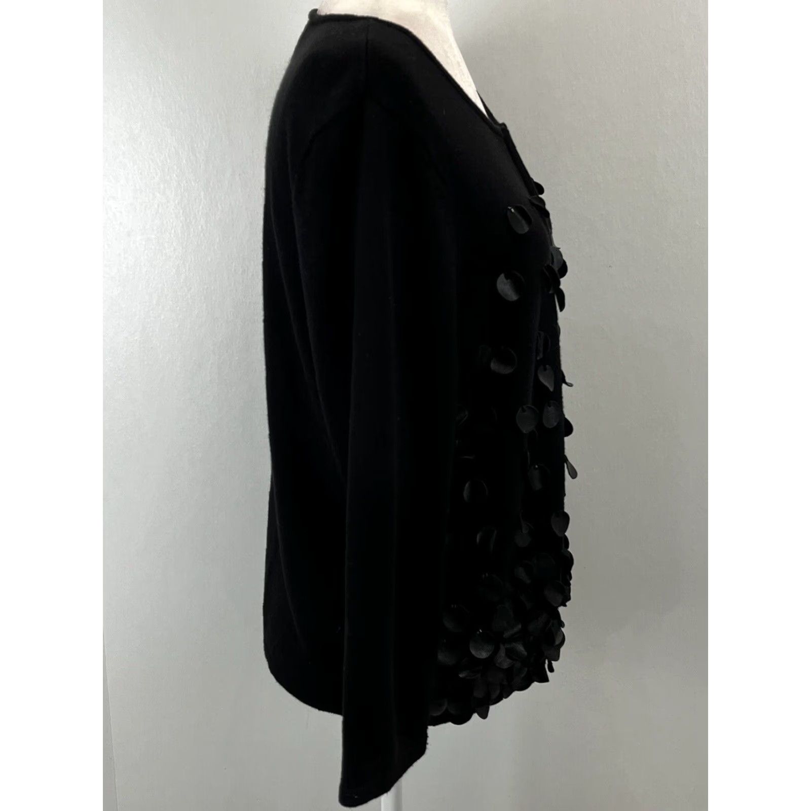 Vintage Chico's Cardigan Sweater Womens Black Full Zip Cotton Blend M Size M / US 6-8 / IT 42-44 - 4 Thumbnail