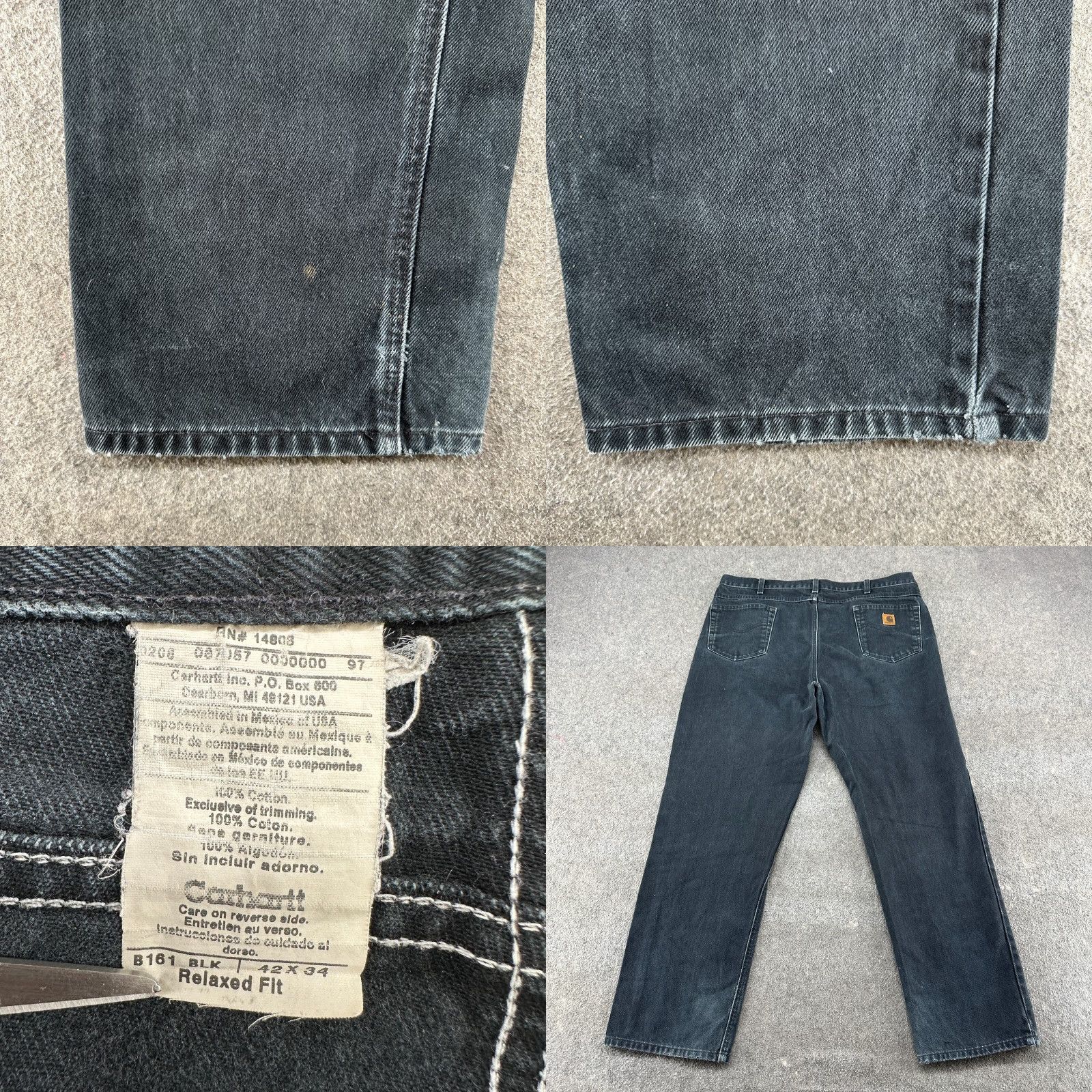 Carhartt Carhartt Jeans Mens 42x34 Black Carpenter Relaxed Dark Wash Denim B161 Size US 42 / EU 58 - 8 Thumbnail