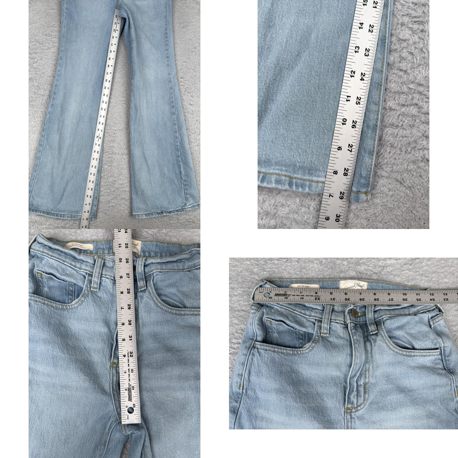 Vintage VINTAGE? No — Universal Thread Jeans Women 00 Short Light Wash High Rise Flare Denim Jeans Size 24" / US 00 / IT 34 - 8 Thumbnail