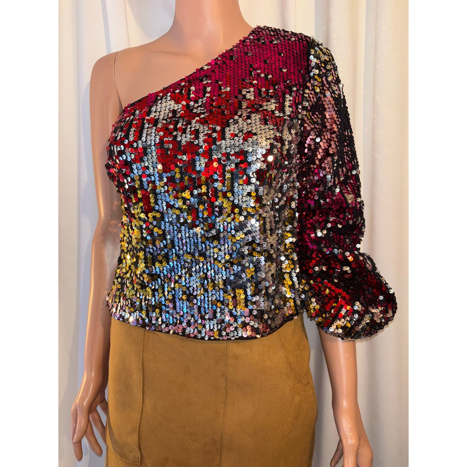 Shein SHEIN One Shoulder Colorful Top Size Medium Size M / US 6-8 / IT 42-44 - 2 Thumbnail