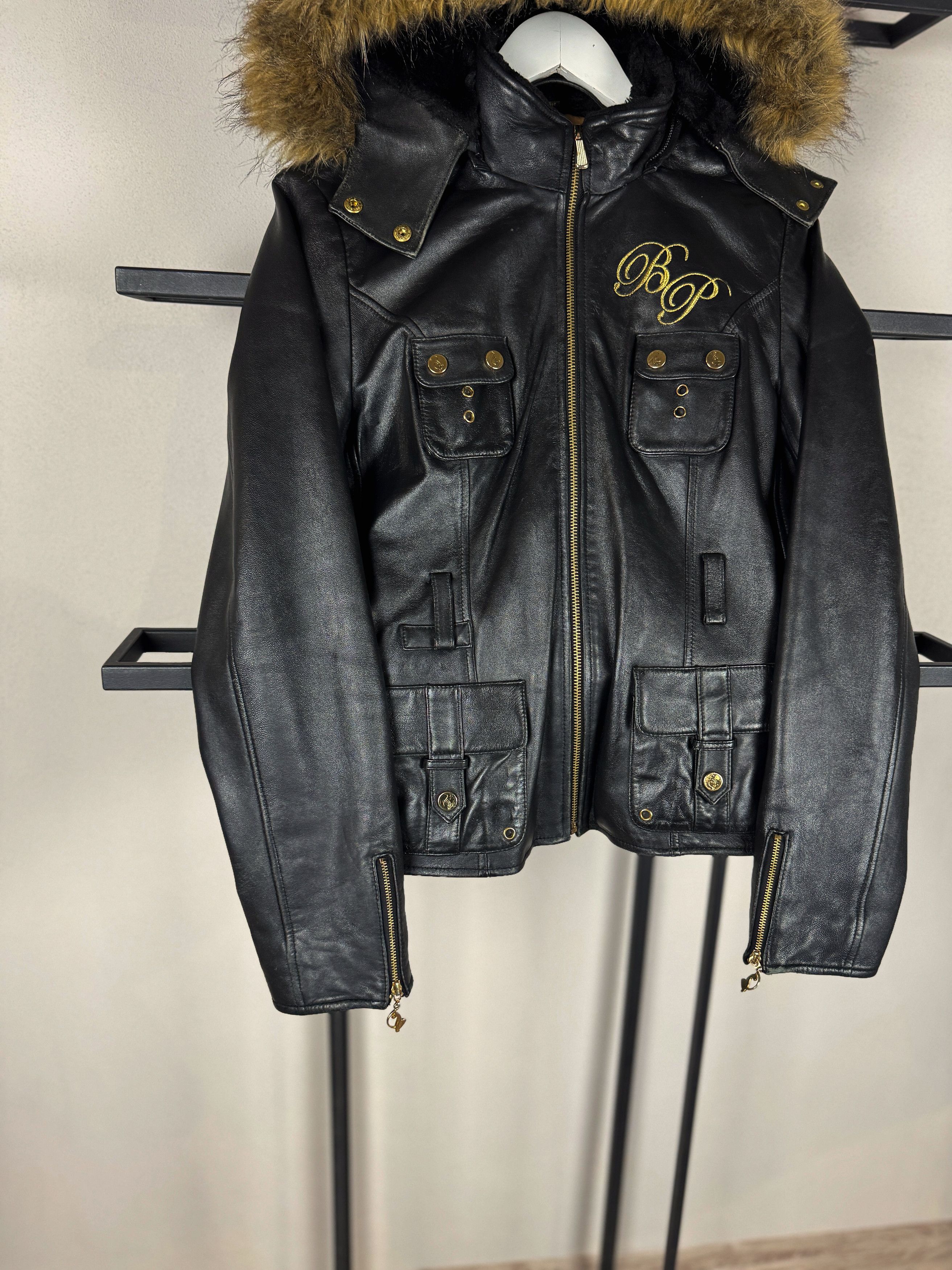 Other Y2K Leather Jacket Fur Hood Utility Vintage Archive Style Size US S / EU 44-46 / 1 - 3 Thumbnail